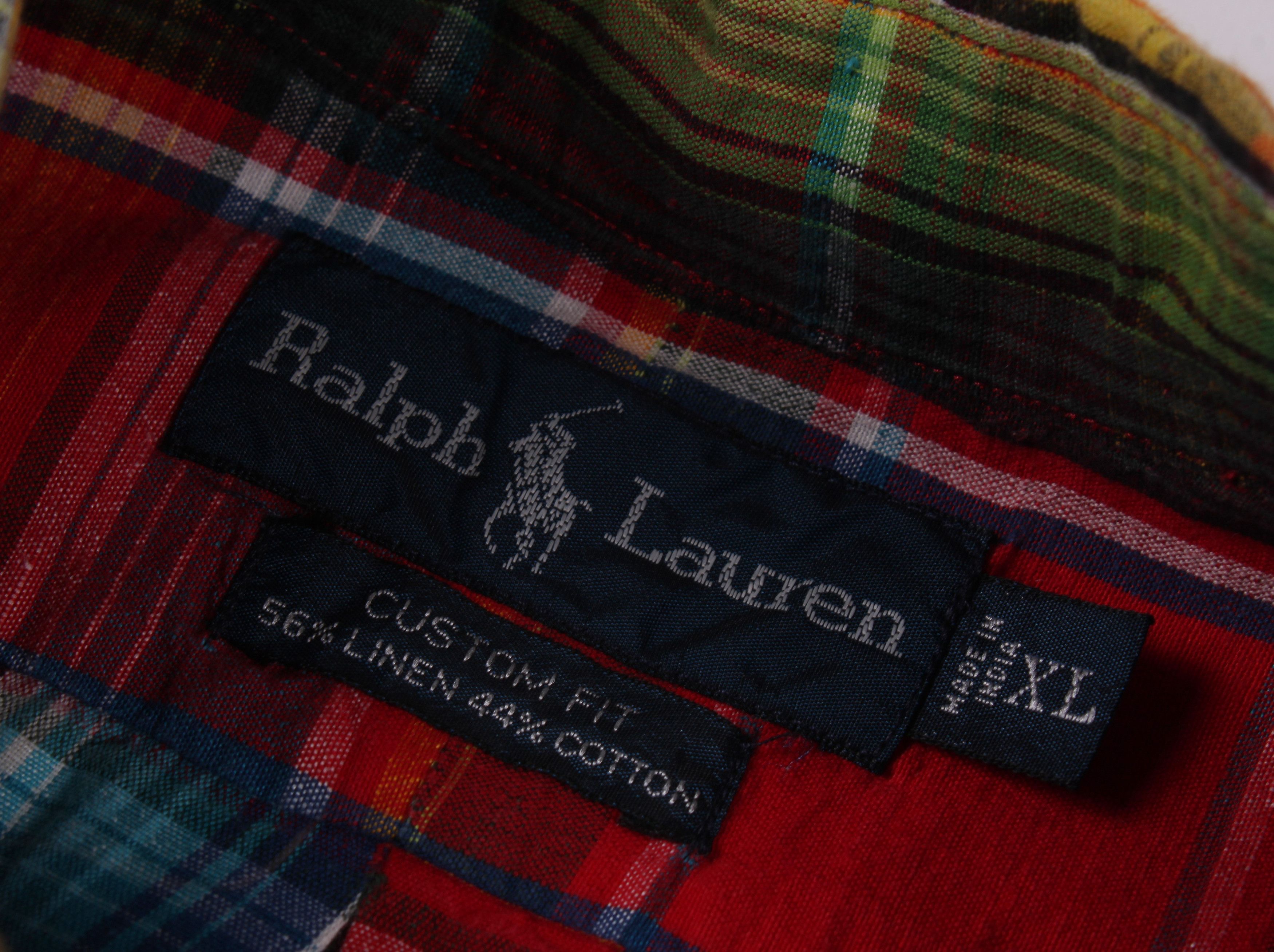 Ralph Lauren Ralph Lauren Linen Blend Rainbow Checkered Shirt Size US XL / EU 56 / 4 - 5 Thumbnail
