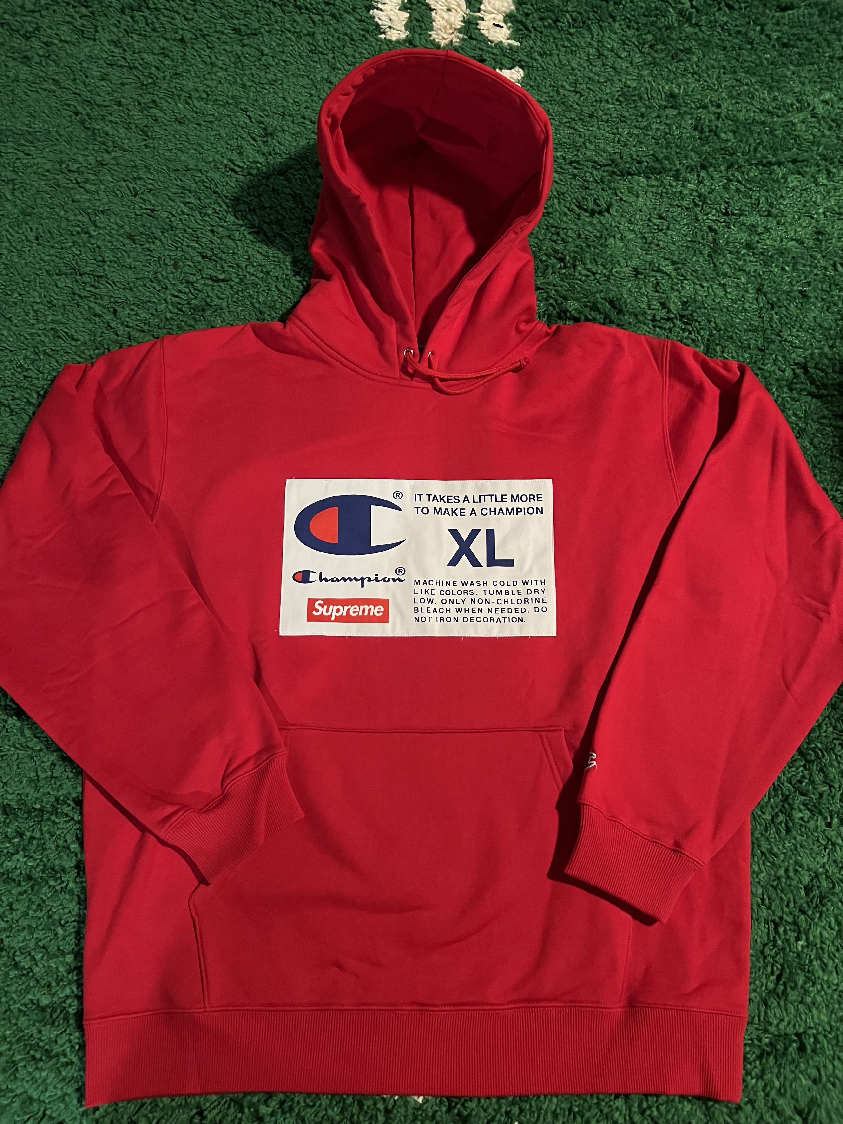 Supreme Supreme Champion Label Hooded Sweatshirt Red Extra Large Size US XL / EU 56 / 4 - 1 Thumbnail
