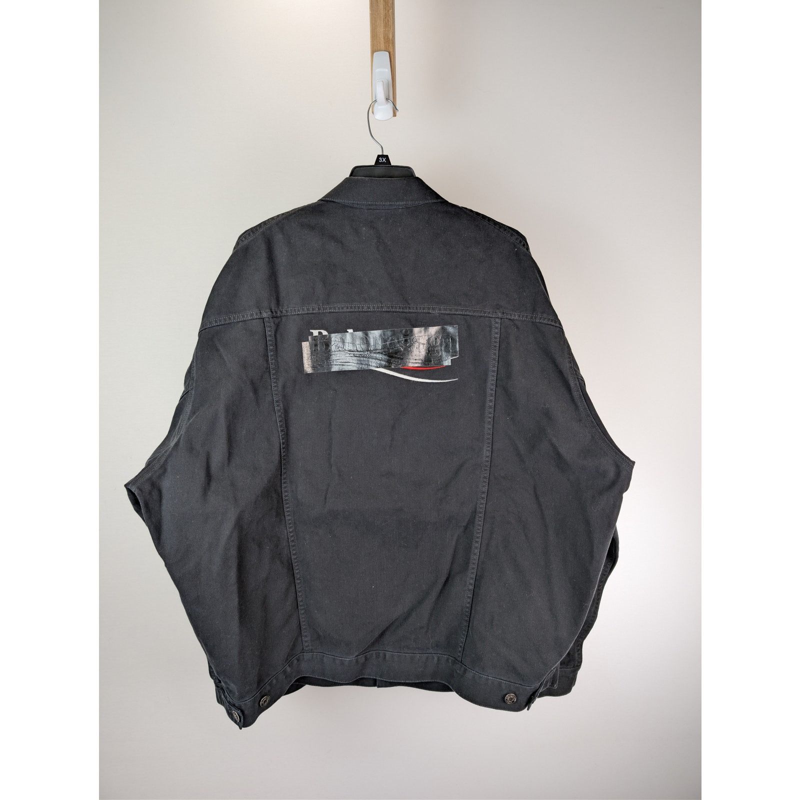 Balenciaga o1rshd1 Soft Black Left Hand Denim Jacket in Black Size US L / EU 52-54 / 3 - 16 Thumbnail