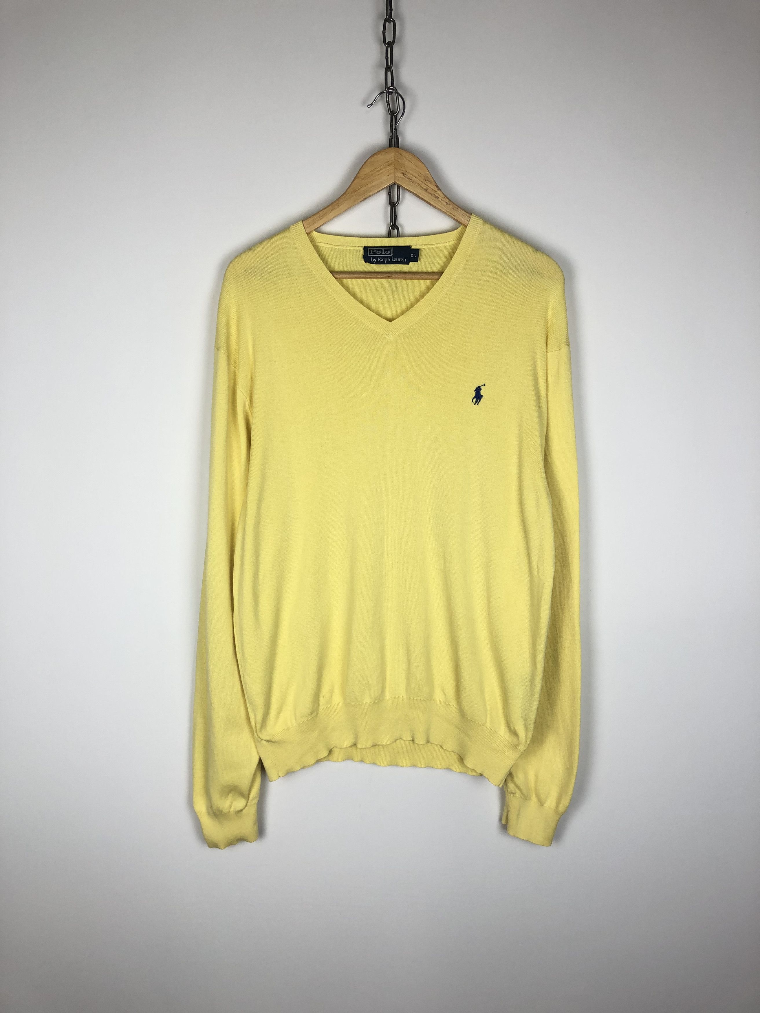 Polo Ralph Lauren Polo Ralph Lauren Sweater V-Neck Pullover Logo Yellow XL Size US XL / EU 56 / 4 - 1 Thumbnail