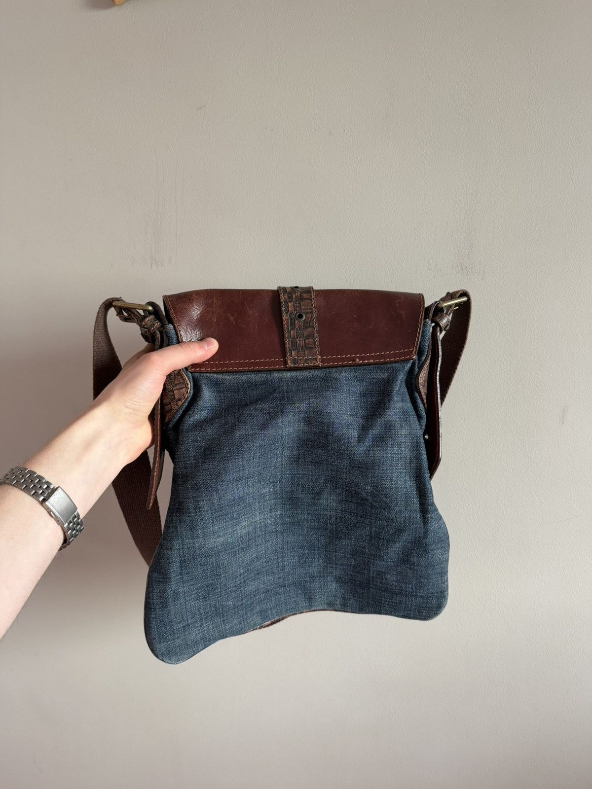 Just Cavalli Just Cavalli Leather Denim Shoulder Bag Y2K Size ONE SIZE - 5 Thumbnail