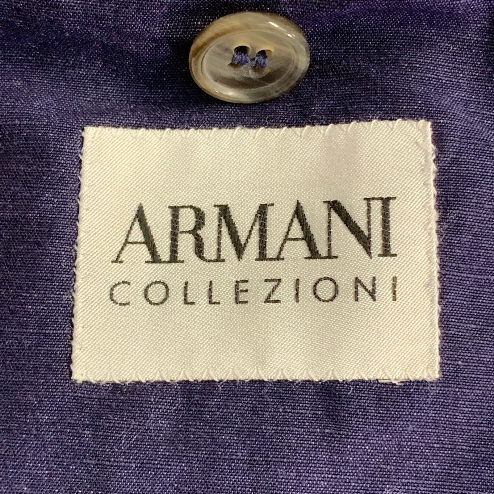 Armani Collezioni ARMANI COLLEZIONI Navy Linen Cotton Notch Lapel Sport Coat Size 42R - 5 Thumbnail