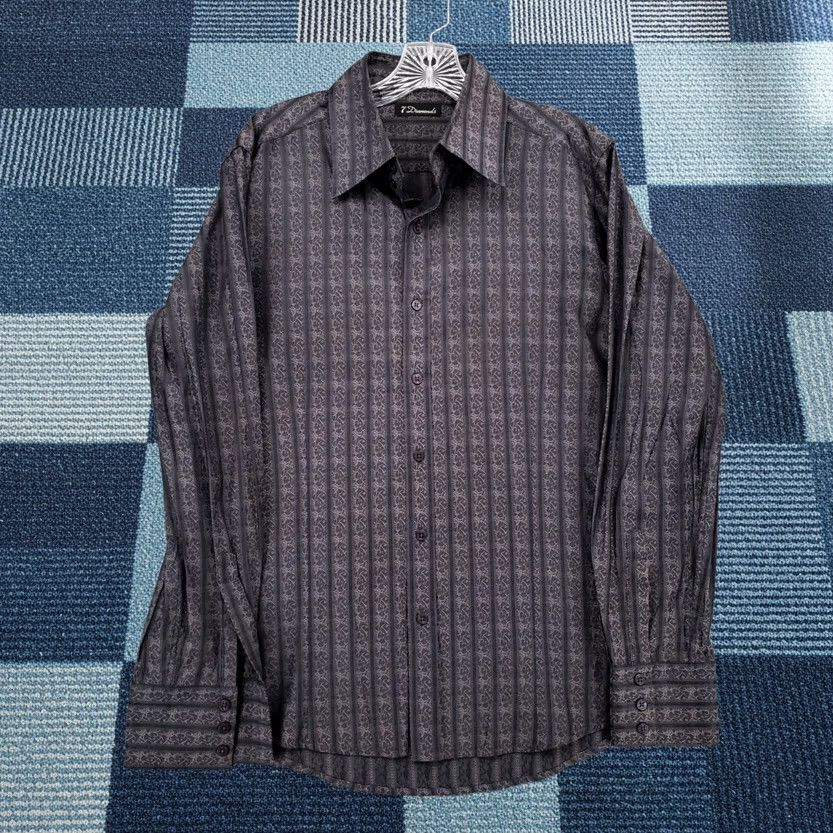 Vintage 7 Diamonds Button-Up Shirt Mens L Gray Nightlife Long Sleeve Collared, 42 Chest, Cotton Blend, Button, Regular Fit Size US L / EU 52-54 / 3 - 1 Thumbnail