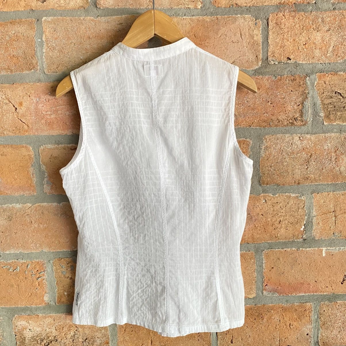 Armani ARMANI JEANS White Sleeveless Mandarin Collar Top Size S / US 4 / IT 40 - 2 Thumbnail