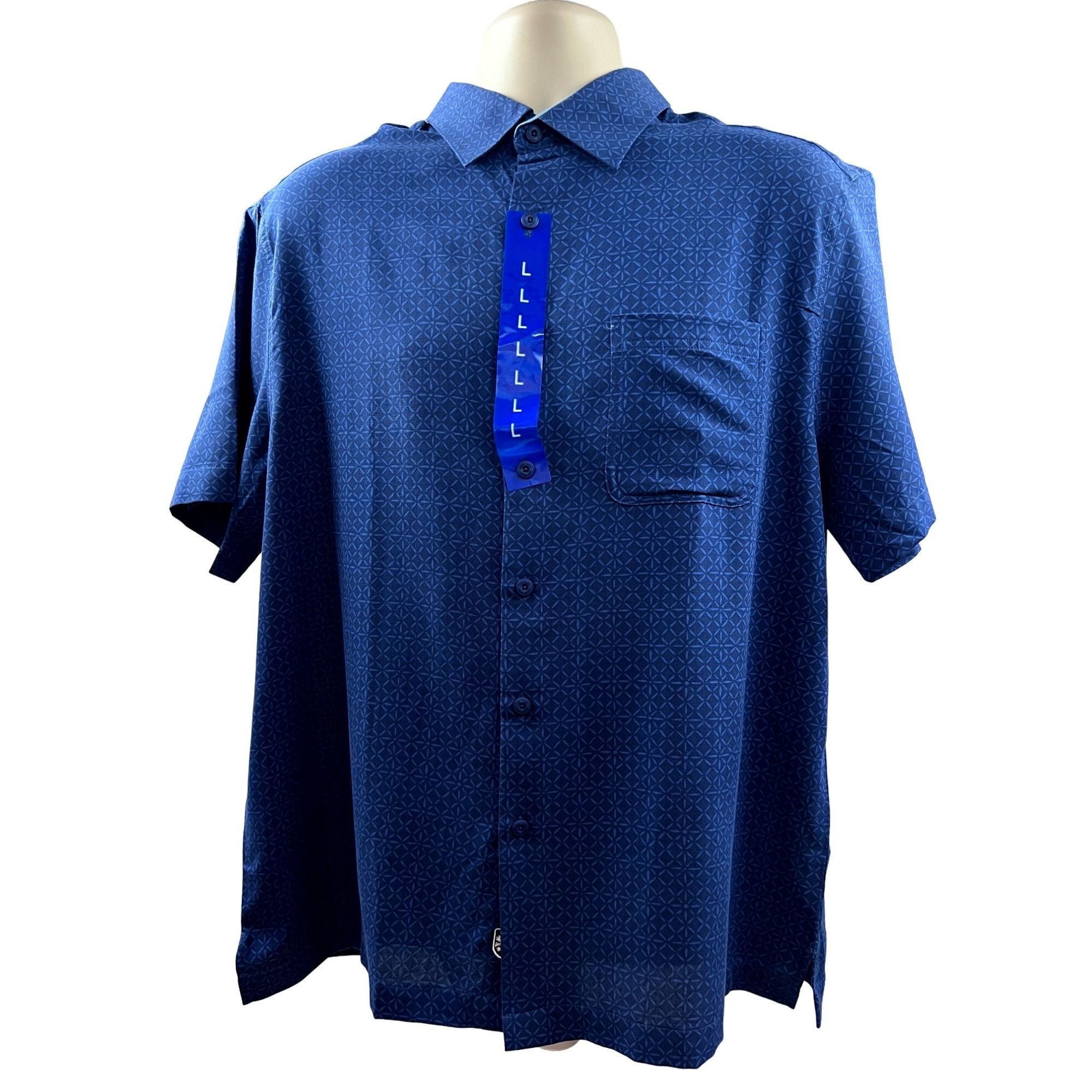 image of Nat Nast Dusk Navy Blue Silk Button Up Camp Shirt Large, Men's