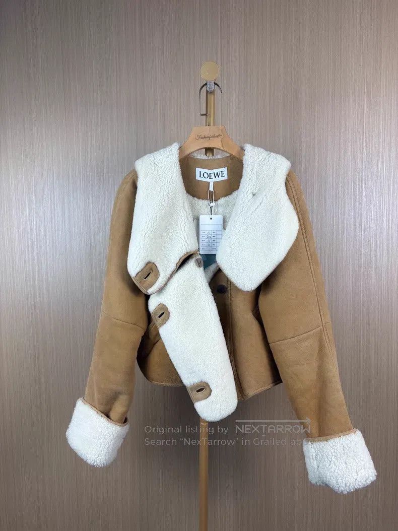 Loewe Loewe Brown Hooded Faux Fur and Leather Jacket Size S / US 4 / IT 40 - 1 Thumbnail
