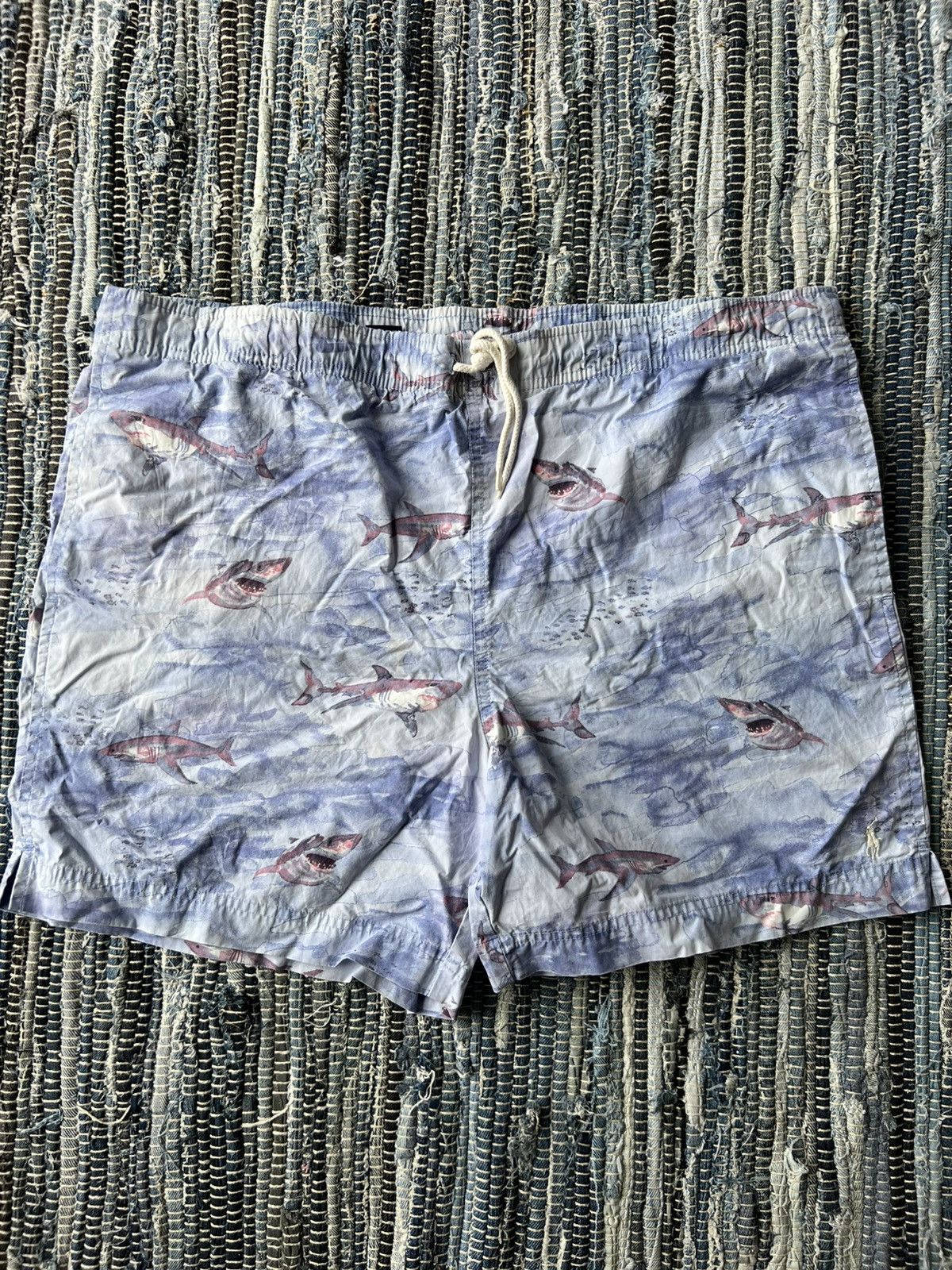 Polo Ralph Lauren × Ralph Lauren Sport Vintage Polo Sport RL Shark Printed Swim Trunks Shorts Size US 34 / EU 50 - 1 Thumbnail