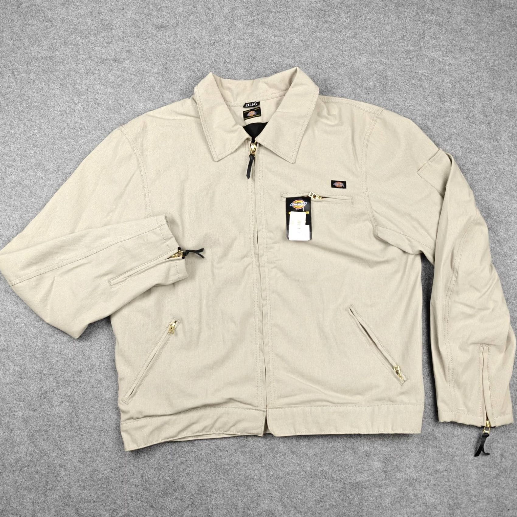Dickies Dickies Jacket Mens 2XL Beige Khaki Ike Can Ride Moto Canvas Lined Zip Pockets Jacket Size US XXL / EU 58 / 5 - 2 Thumbnail