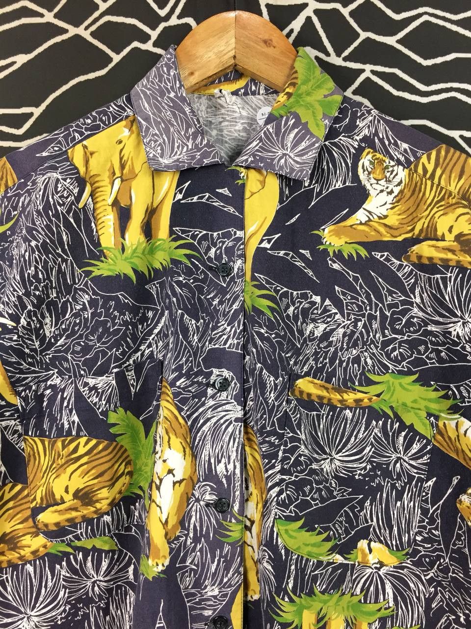 Vintage Vtg Foret Safari Animal Tropical All-Over Print Camp Shirt Size US L / EU 52-54 / 3 - 3 Thumbnail