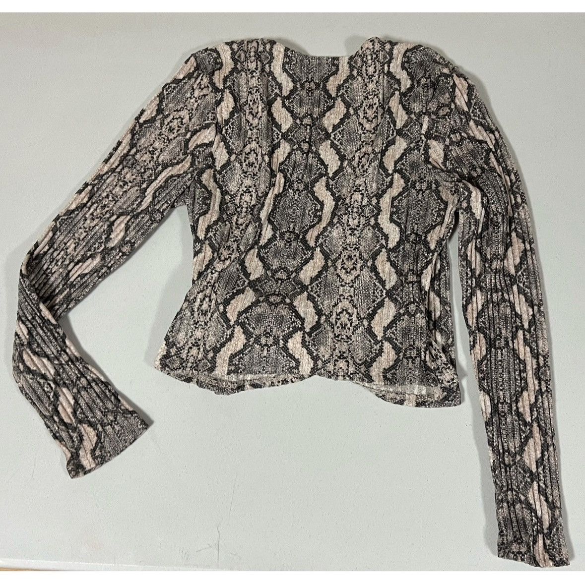 Vintage Snake Snakeskin Long Sleeve Wrap Top Shirt Blouse Size L 🤎✨ Size L / US 10 / IT 46 - 2 Thumbnail