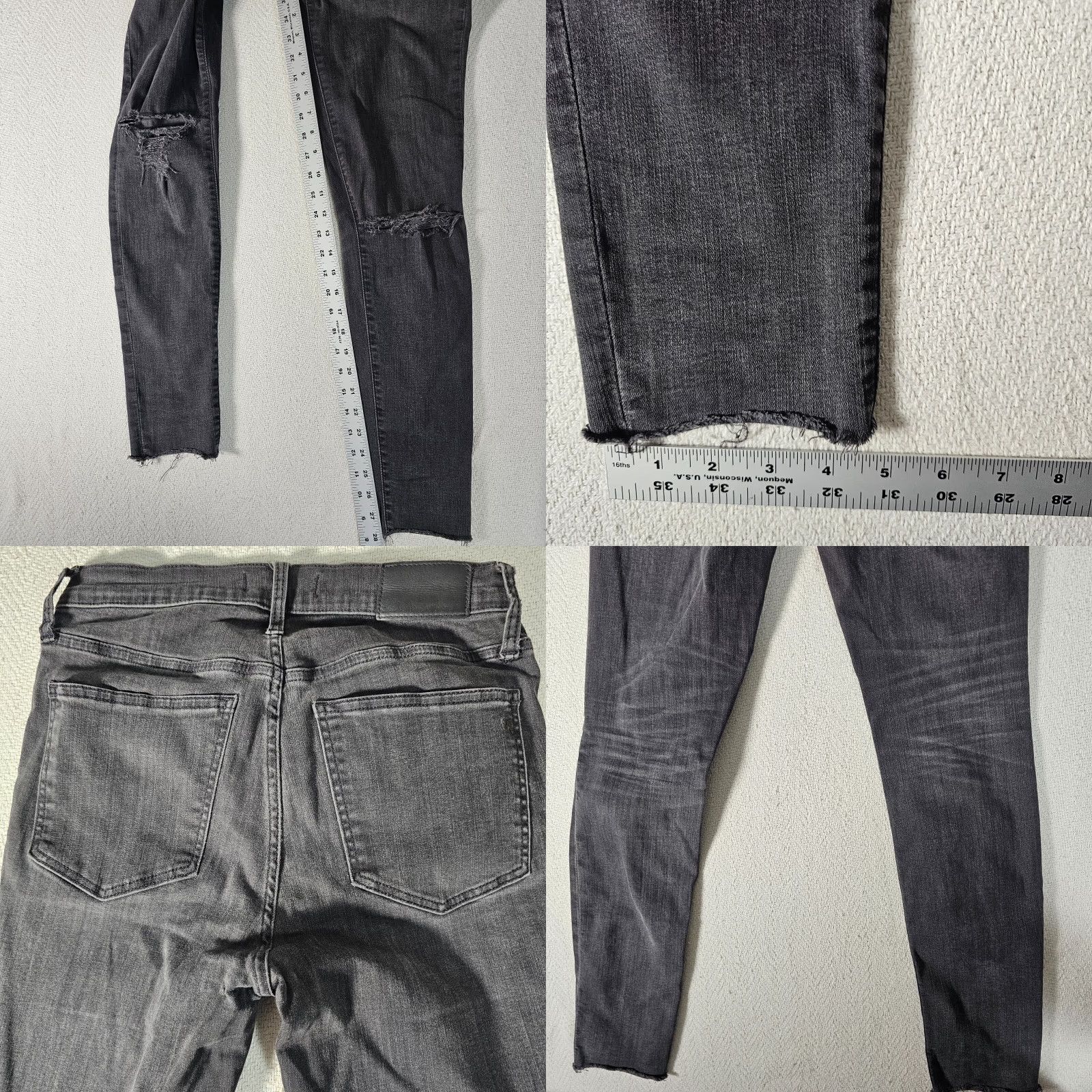 Madewell Madewell Women's Distressed Mid Rise Skinny Jeans Size 27 Black Classic Size 27" / US 4 / IT 40 - 8 Thumbnail