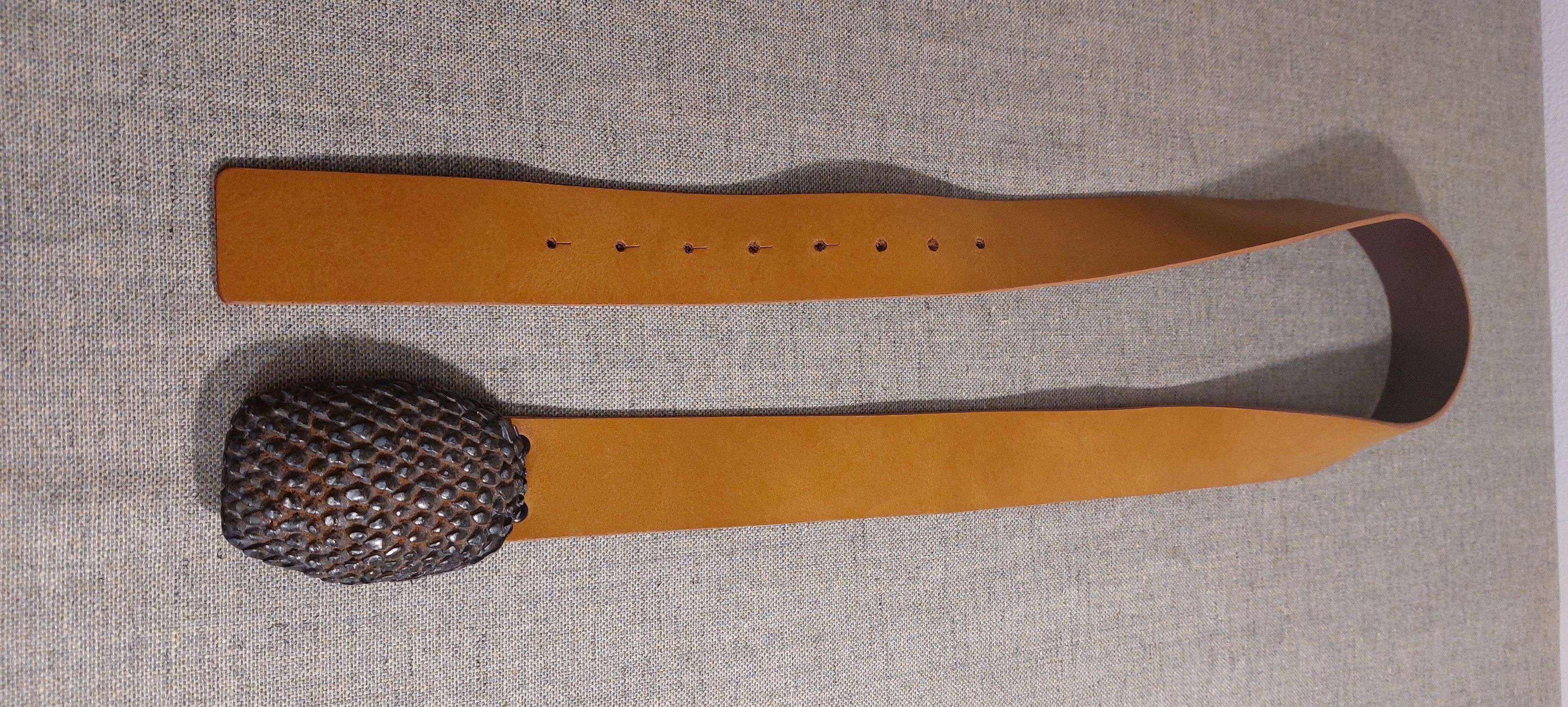 Vintage Brutalist Vintage Leather Belt Heavy Cast Buckle Size ONE SIZE - 5 Thumbnail