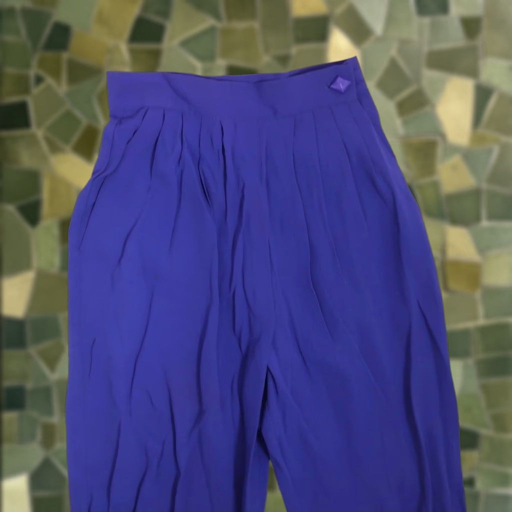 Vintage VINTAGE Pantasia Royal Purple Pleat Front High Rise Straight Pants 24" XS Regular Inseam 27" Women 80s Size 26" / US 2 / IT 38 - 1 Thumbnail