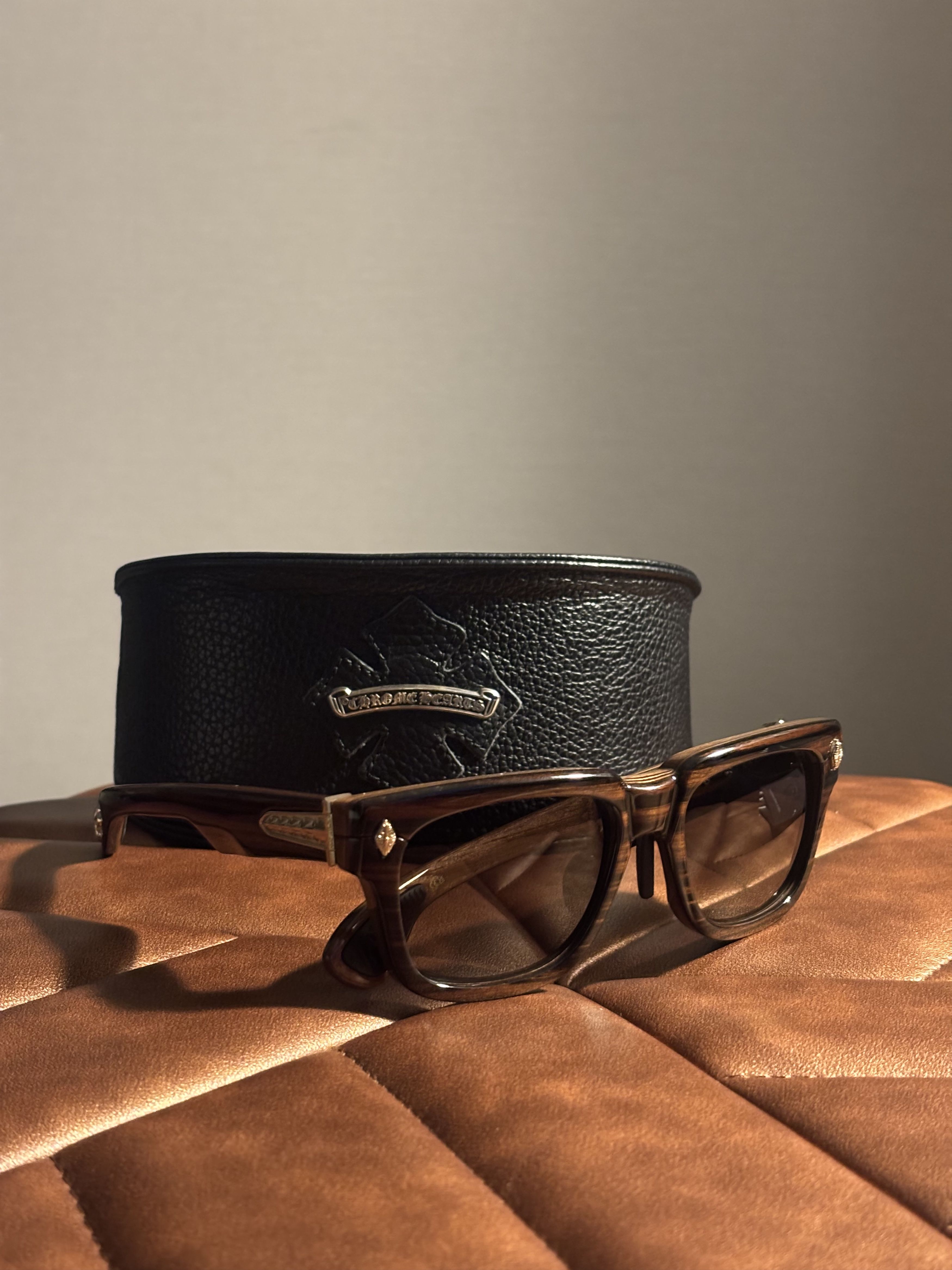 Chrome Hearts Lilith Wood Sunglasses WEWE-PV Brown Gold