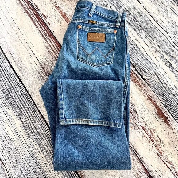 Jeans Wrangler Denim Noir 'broken-in' - Taille Homme 37 X 29, Occasion Très Bon état (brown Tab)