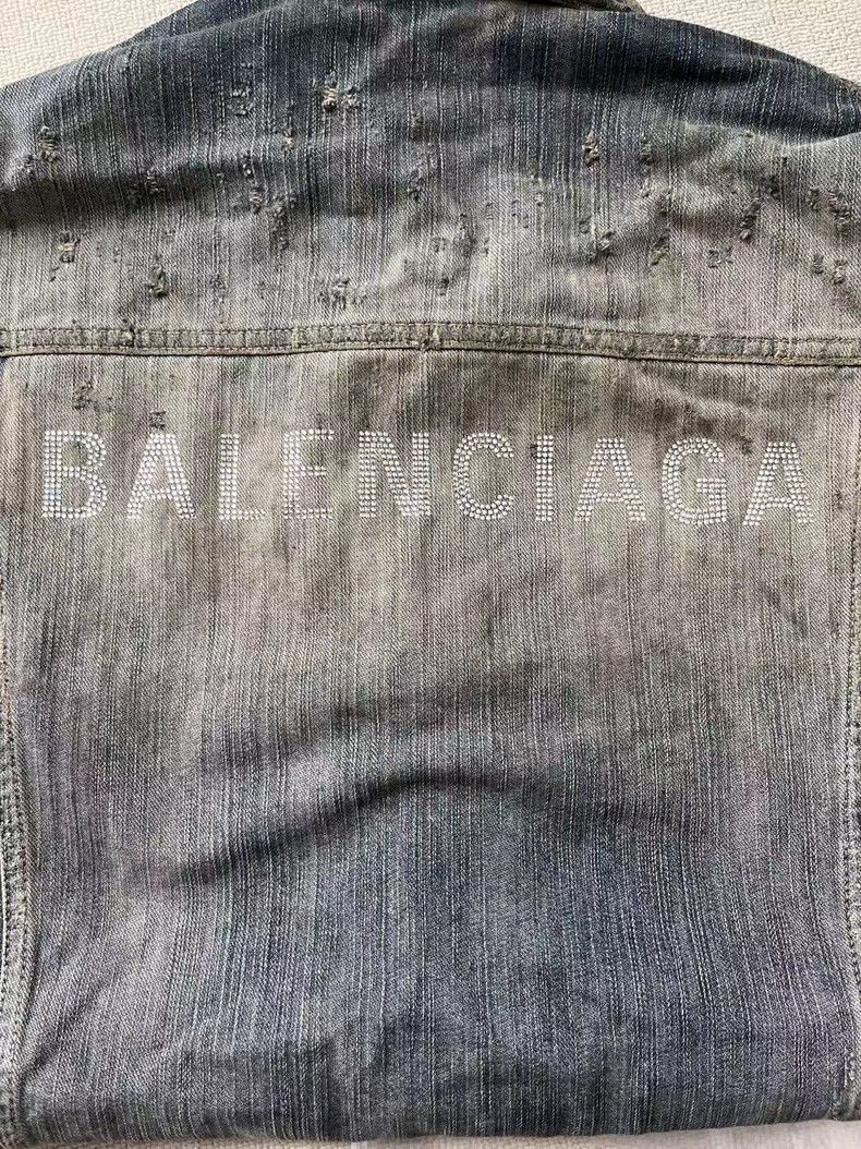 Balenciaga Balenciaga size 2 Back Rhinestone Logo Retro Denim Jacket Size S / US 4 / IT 40 - 3 Thumbnail