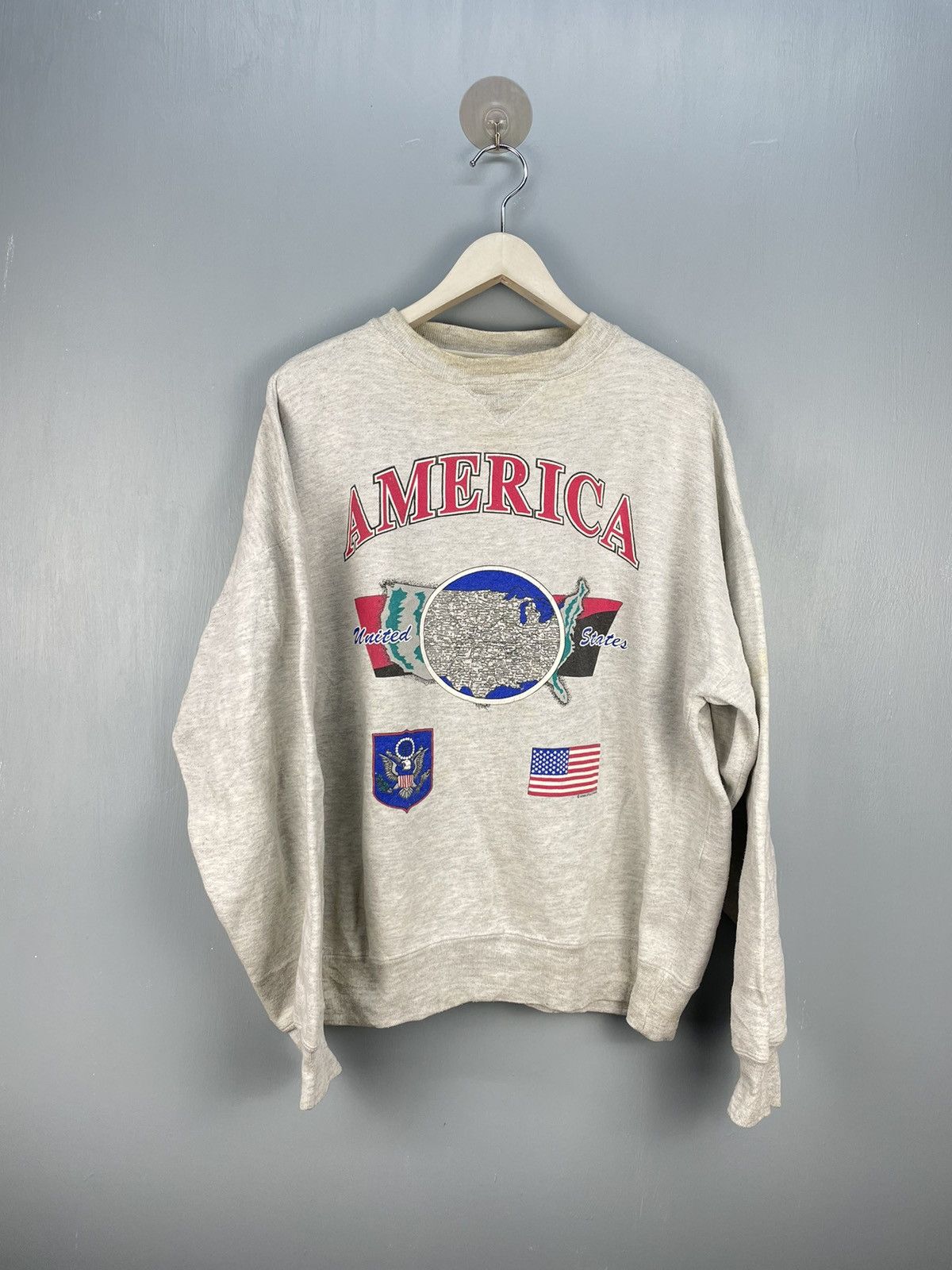 Vintage Vintage 90s America United States sweatshirt Size US L / EU 52-54 / 3 - 1 Thumbnail