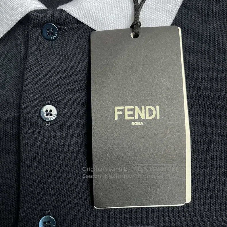 Fendi Fendi Front Letter Logo Short Sleeve Polo Shirt - Navy Blu Size US L / EU 52-54 / 3 - 4 Thumbnail