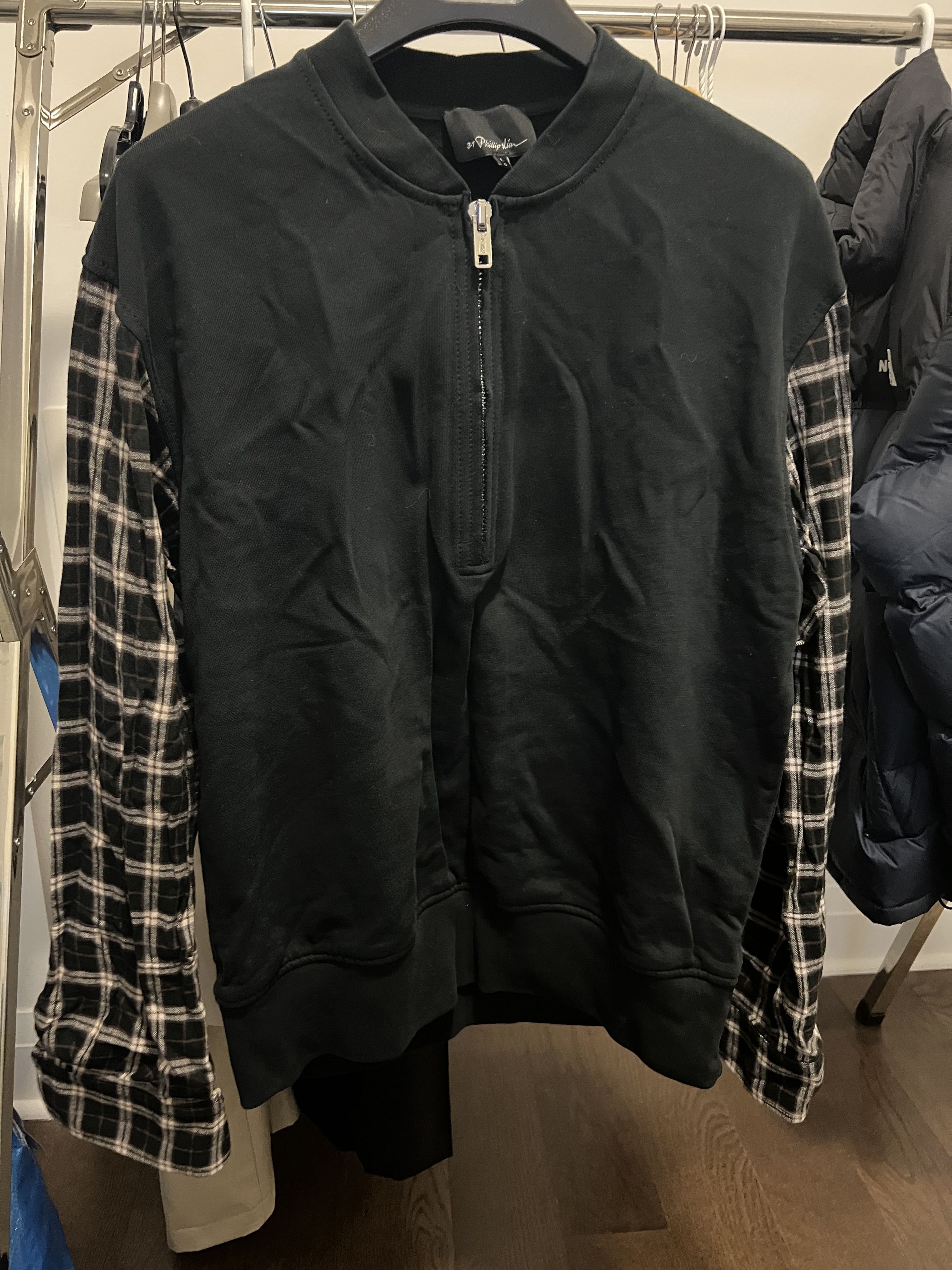 3.1 Phillip Lim Henley Sweatshirt with Flannel Over Sleeves Size US L / EU 52-54 / 3 - 2 Thumbnail