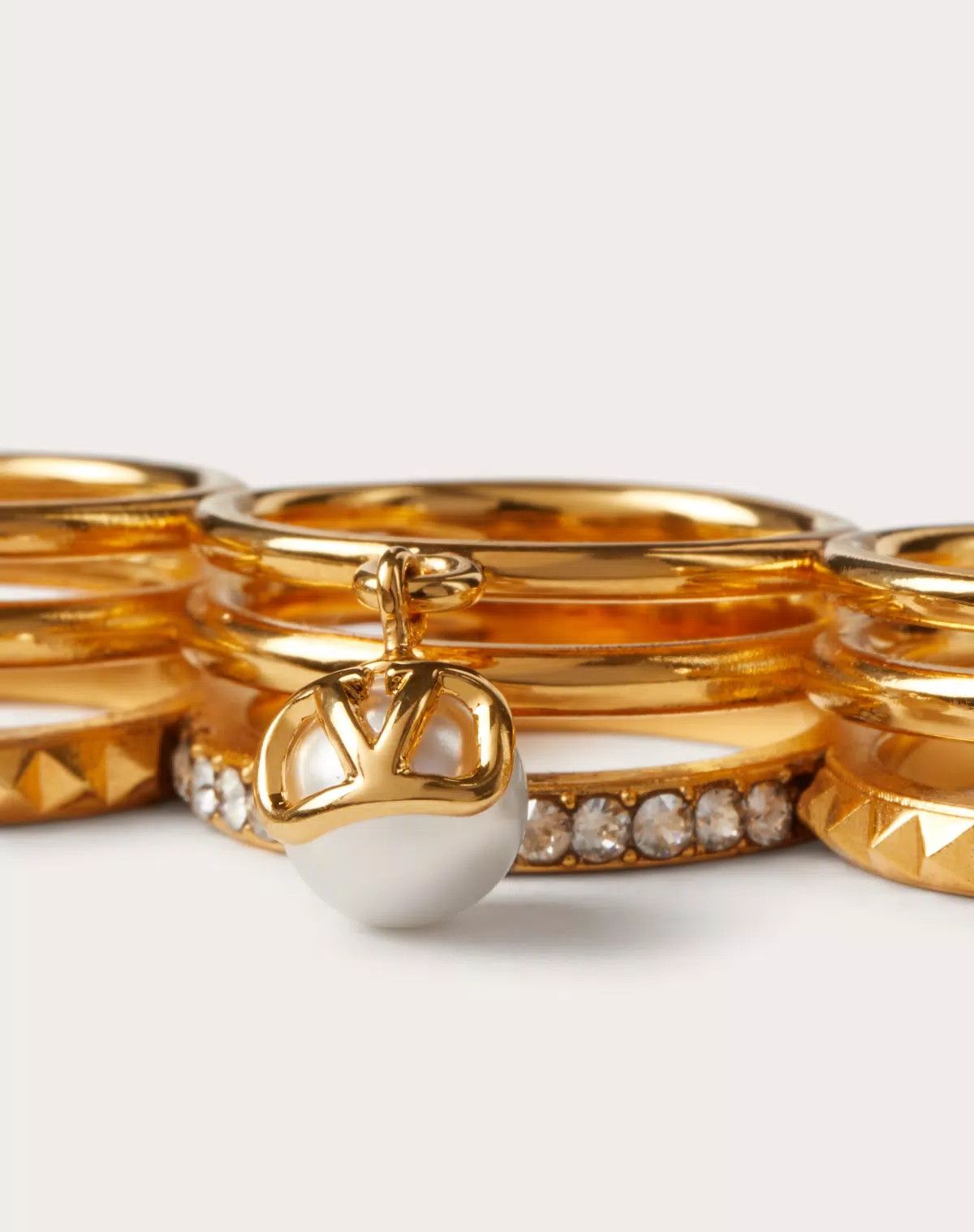 Valentino o1s1wg110426 Size: 13 / Vlogo Metal Ring Swarovski® Pearls Size ONE SIZE - 2 Thumbnail