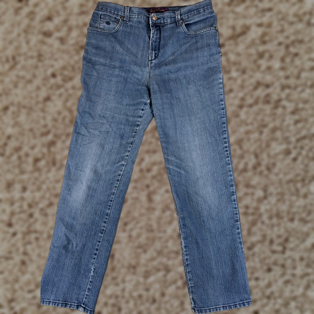 Gloria Vanderbilt Gloria Vanderbilt Jeans Womens 12 Blue Cotton Blend Straight Leg Mid Rise 5-Pocket Designer American Regular Size 34" / US 12 / IT 48 - 1 Thumbnail