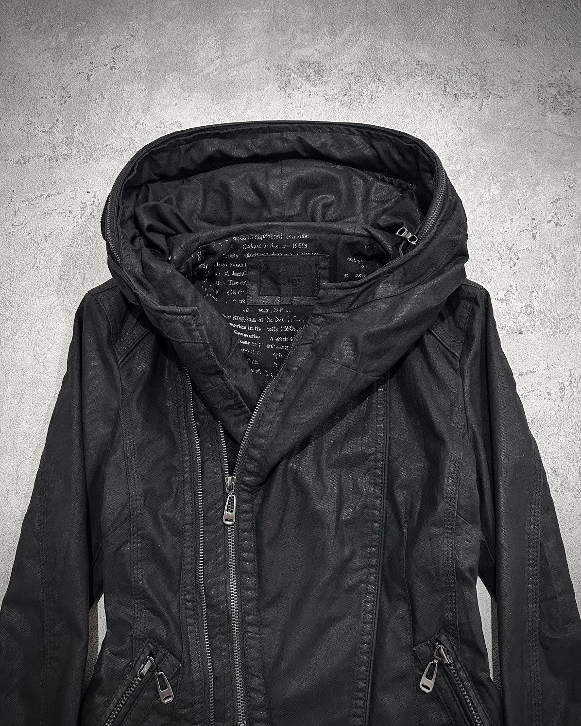 Japanese Brand Luv Maison Bono Waxed Assymetric Jacket Kmrii Style Size US S / EU 44-46 / 1 - 2 Thumbnail