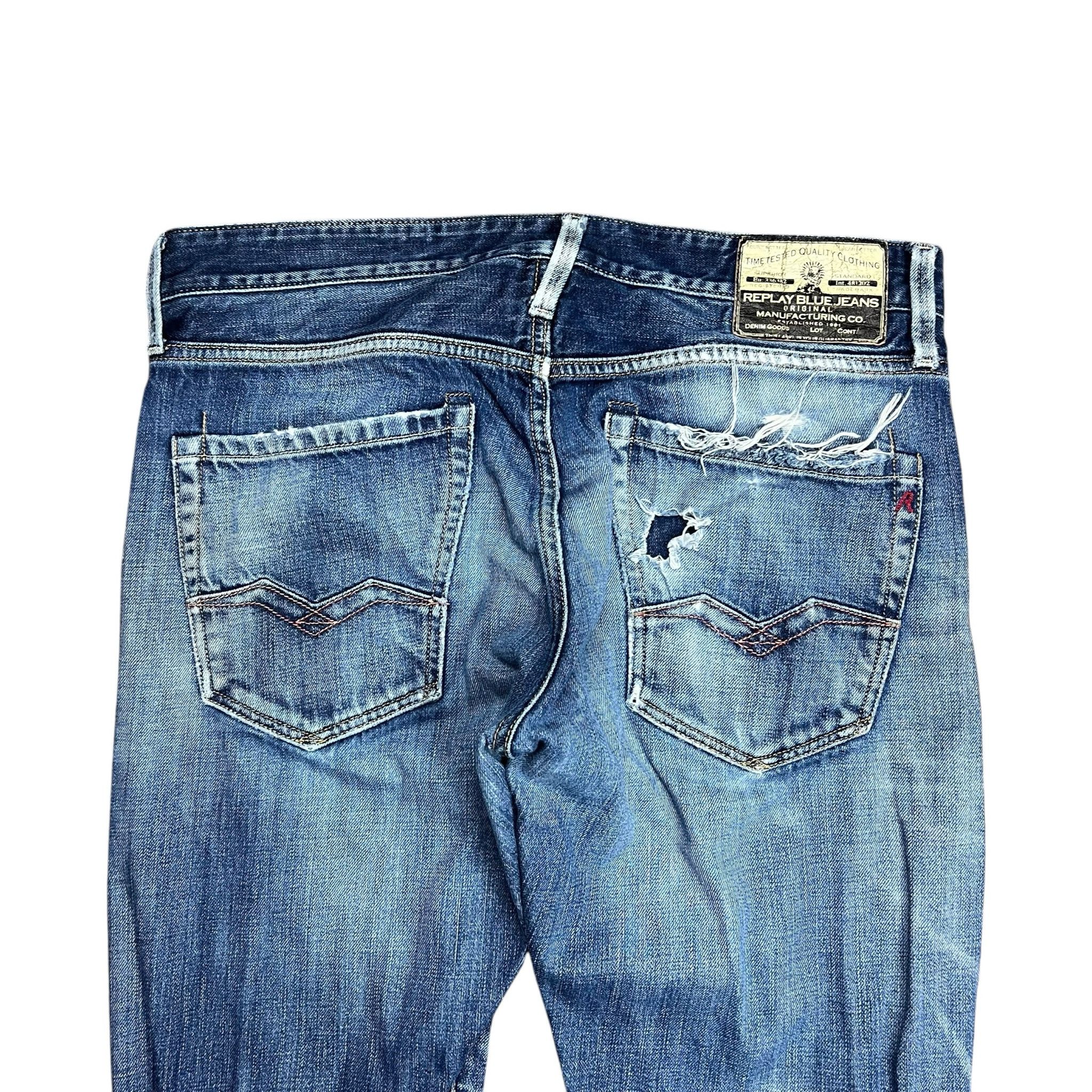 Replay Replay Waitom Faded & Distressed Denim Jeans - 33” Size US 33 - 7 Thumbnail