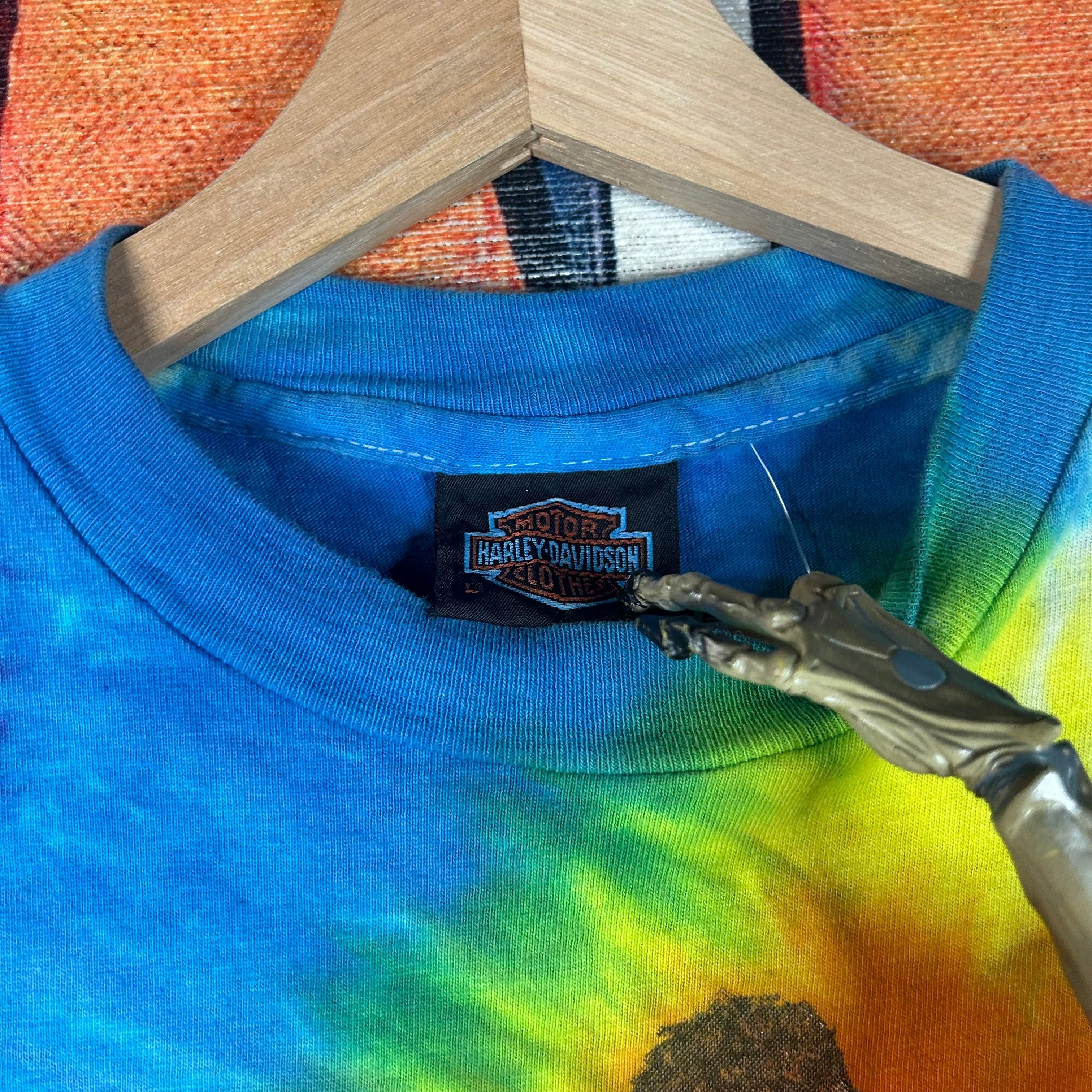 Harley Davidson × Vintage Vintage 90s Harley Davidson Tie-Dye Tee Size Large Size US L / EU 52-54 / 3 - 3 Thumbnail