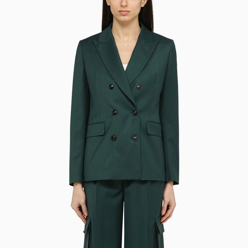 image of Amiri Forest Green Double-Breasted Jacket In Wool, Women's (Size XS)