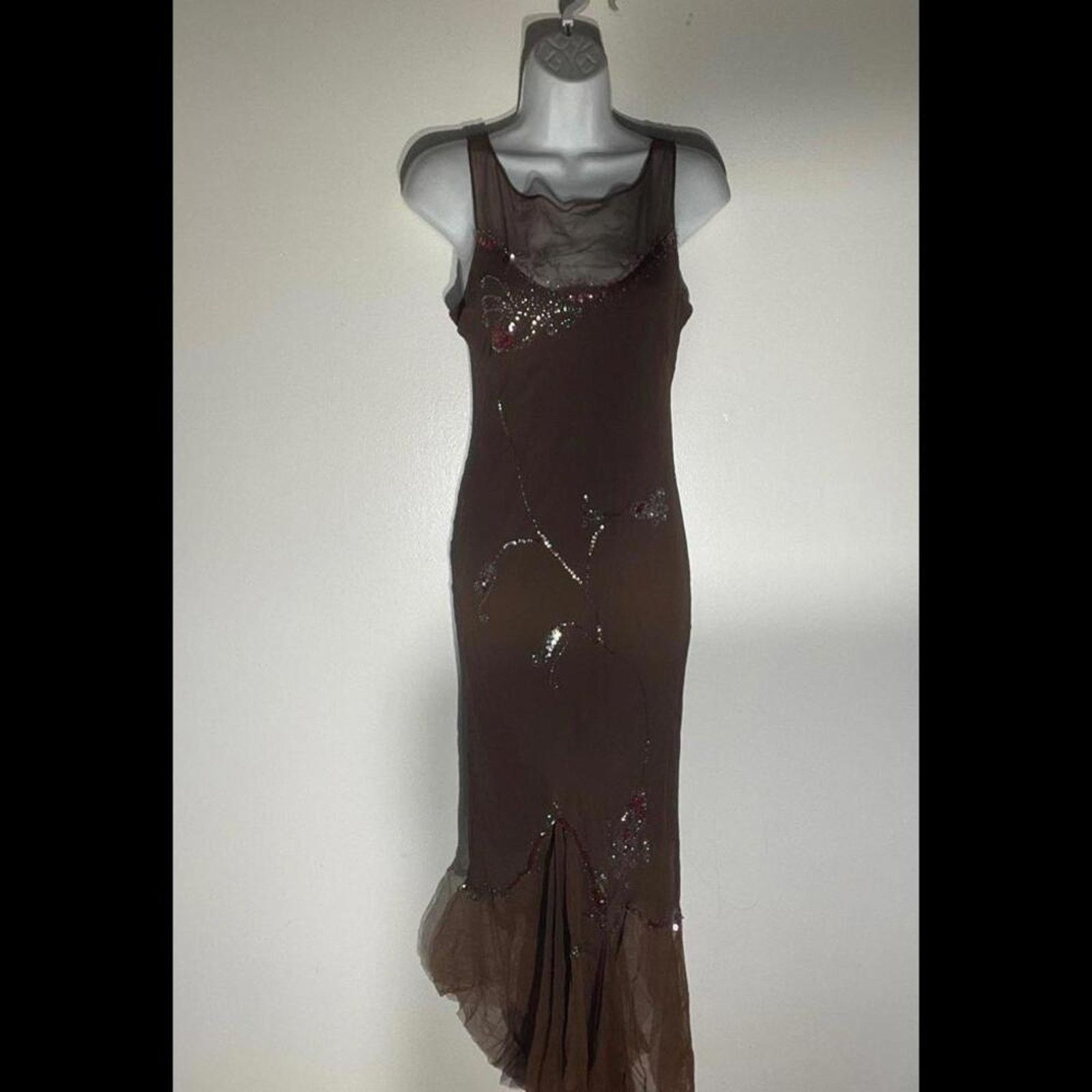 Other Dress gown Brown Ticker Bell with beaded accent florals Size S / US 4 / IT 40 - 1 Thumbnail