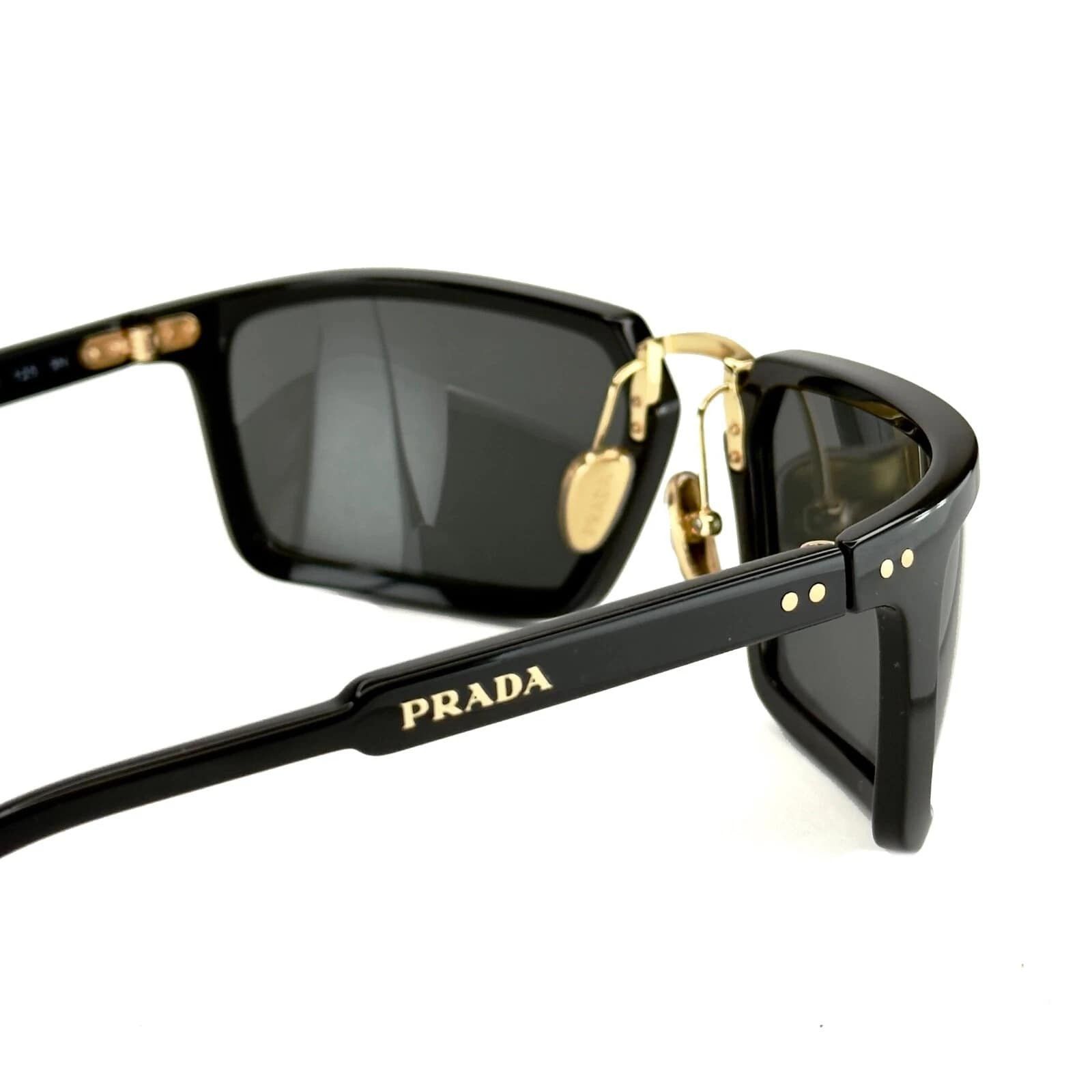 Prada PRADA A11 PRA11S Black Gold Logo Wrap Mask Unisex Sunglasses Size ONE SIZE - 9 Thumbnail