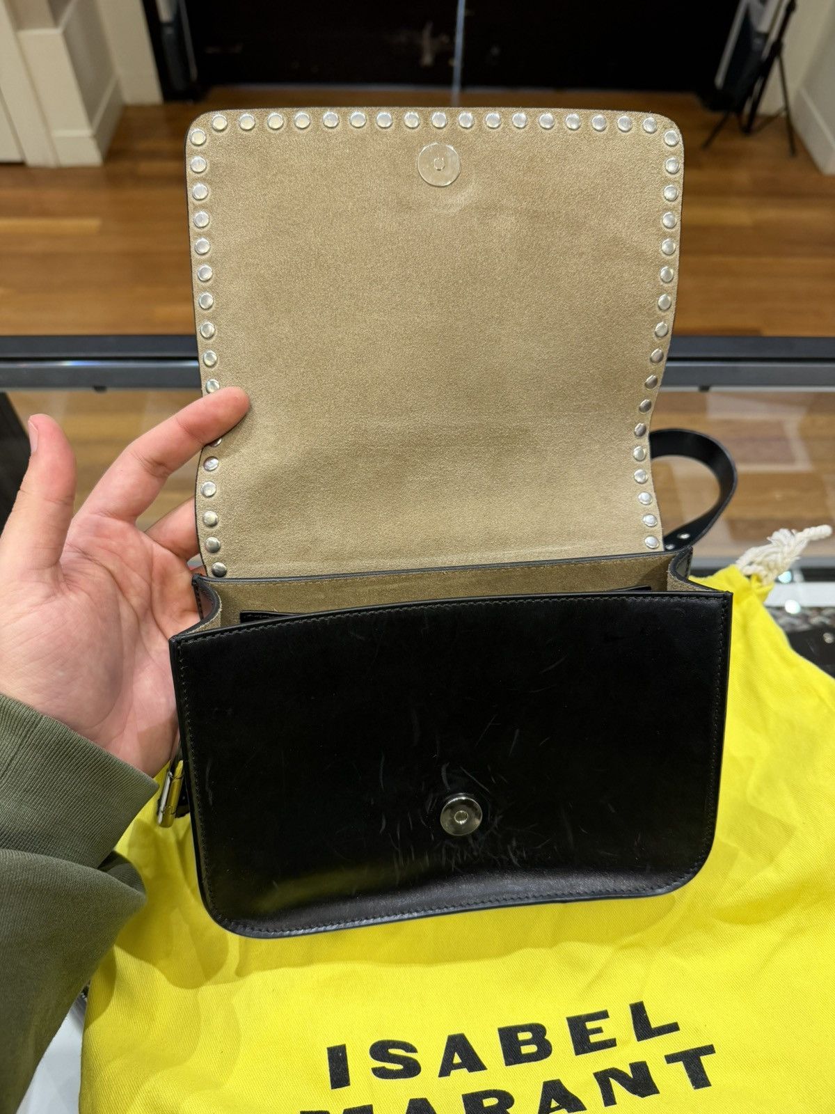 Isabel Marant Isabel Marant Black Leather Calibar Silver Studded Bag Size ONE SIZE - 4 Thumbnail