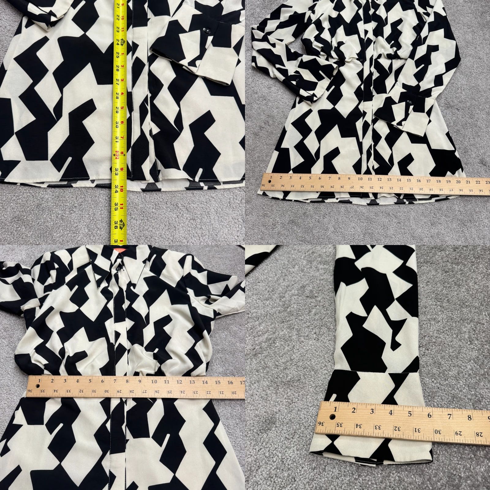Vintage Current San Francisco Shirt Dress Geometric Midi Womens Small Black White Padded Size S / US 4 / IT 40 - 9 Thumbnail