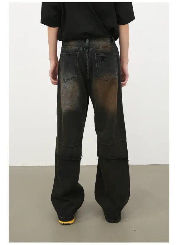 VIBE High street black American patchwork straight ripped jeans Size US 32 / EU 48 - 6 Thumbnail