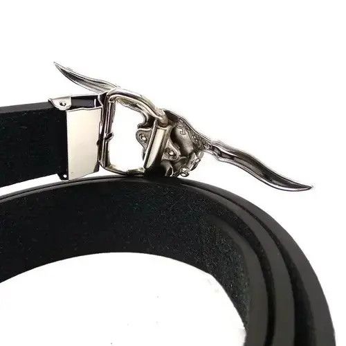 VIBE Silver Longhorn Cow Head Skull Belt Size ONE SIZE - 3 Thumbnail