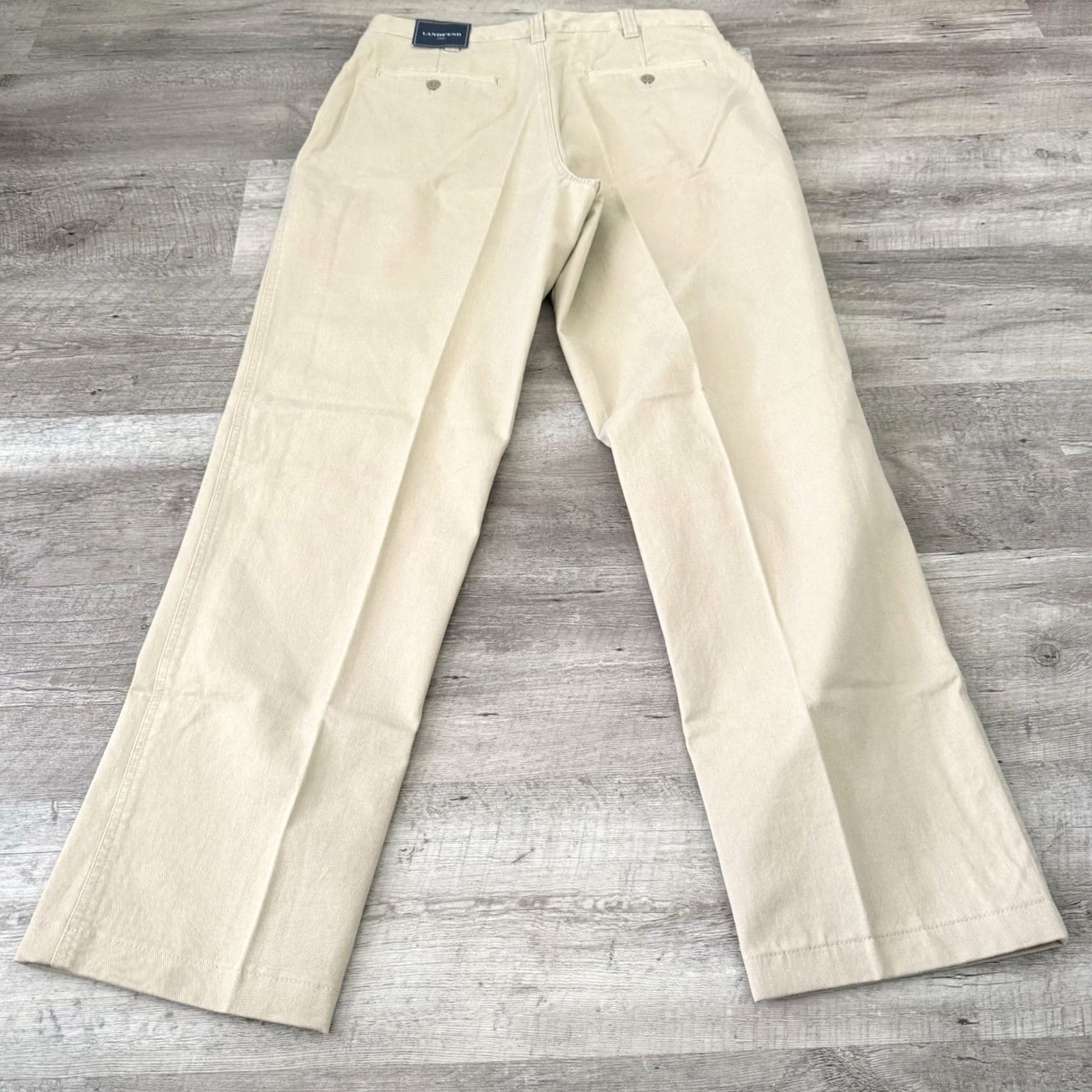 Lands' End Lands' End Chino Pants Mens 34 Khaki Flat Front 100% Cotton NEW Regular Straight Belt Loops Pockets Casual Workwear Tailored Size US 34 / EU 50 - 5 Thumbnail