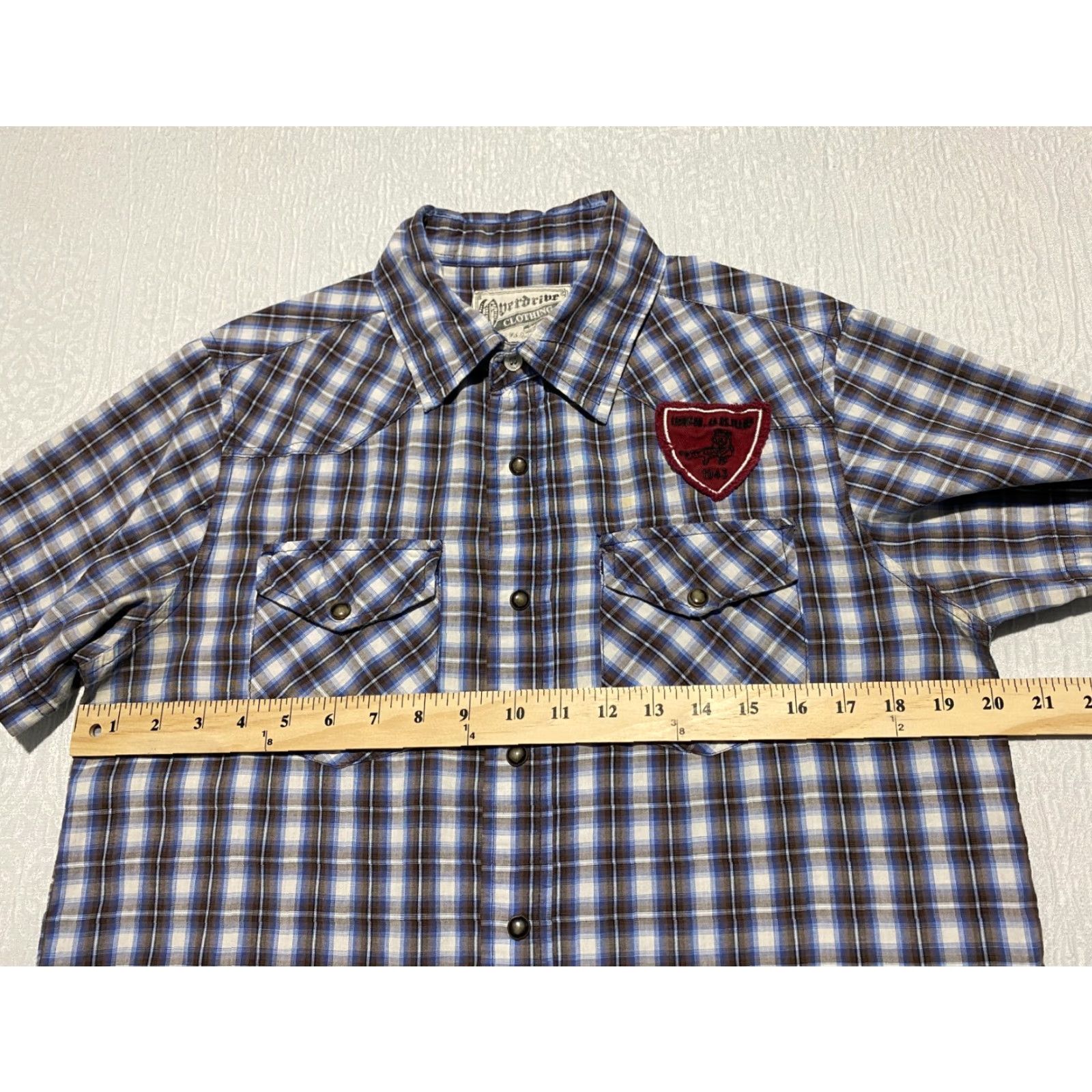 Vintage Overdrive Clothing Shirt Mens S Blue Plaid Pearl Snap Casual Western Cowboy Size US S / EU 44-46 / 1 - 6 Thumbnail