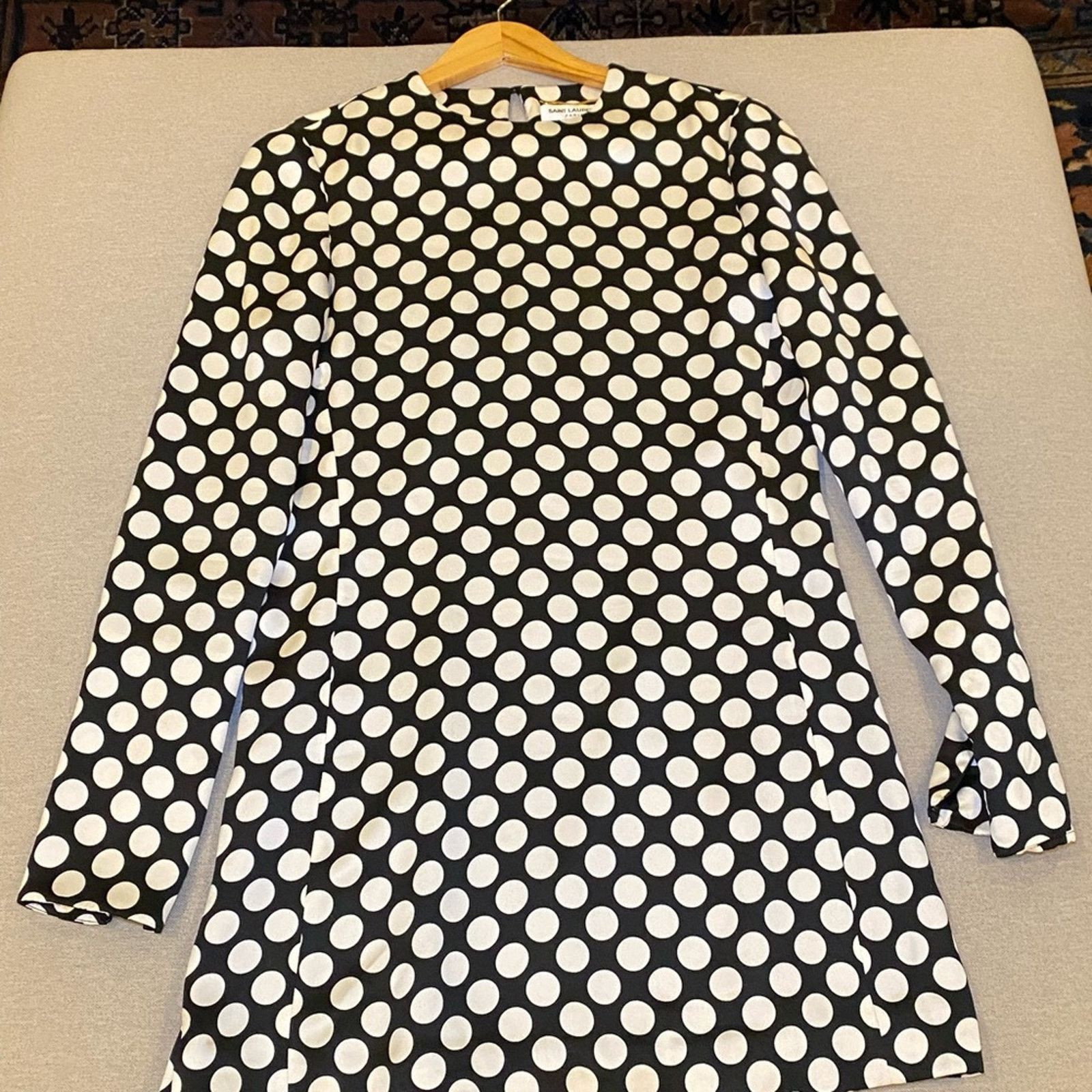 Yves Saint Laurent Yves Saint Laurent Black Polka Dot Long Sleeve Dress 40 US 8 Size M / US 6-8 / IT 42-44 - 3 Thumbnail