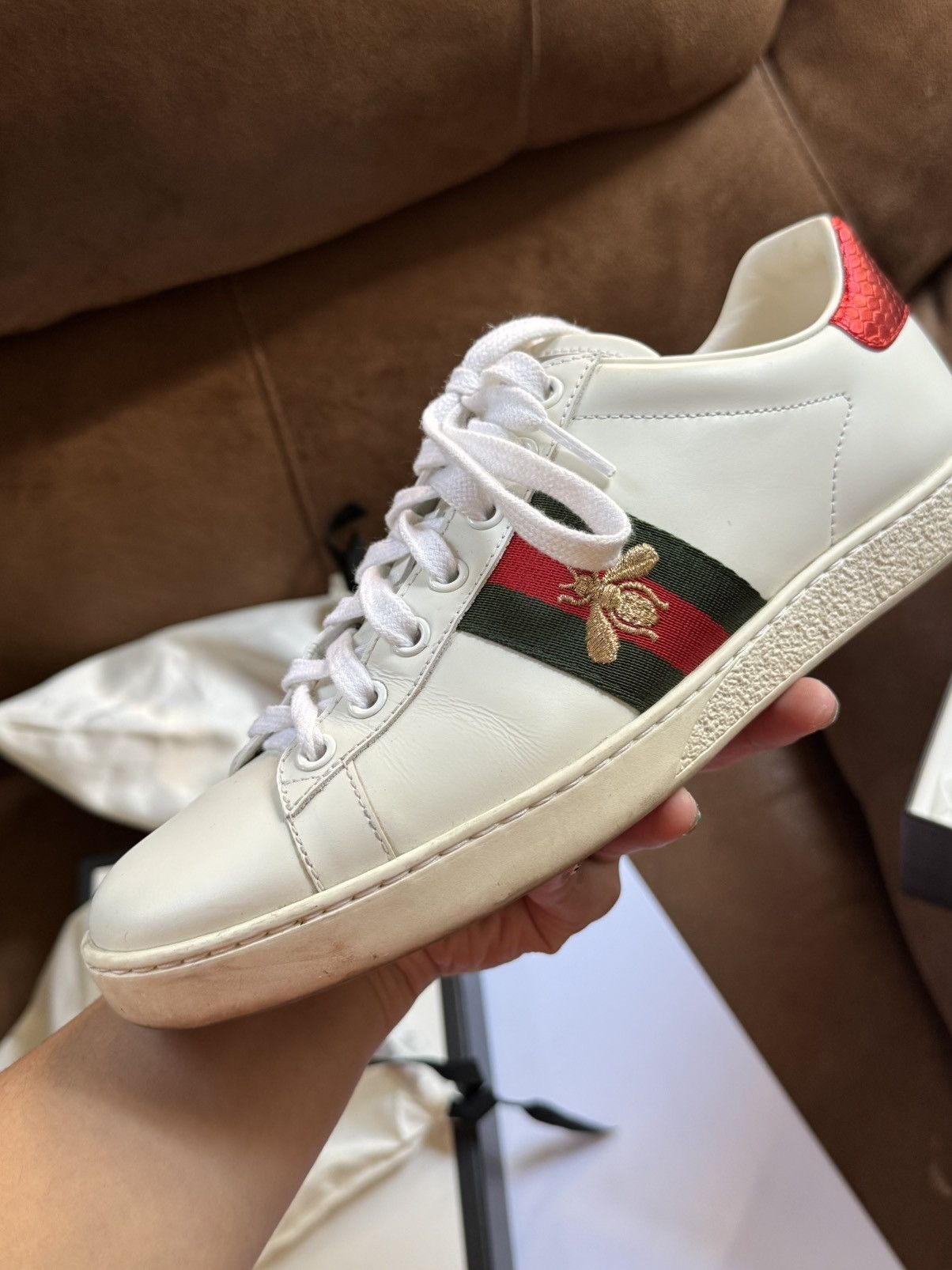 Gucci Women’s Gucci Ace Sneaker with bee Size US 7.5 / IT 37.5 - 1 Thumbnail