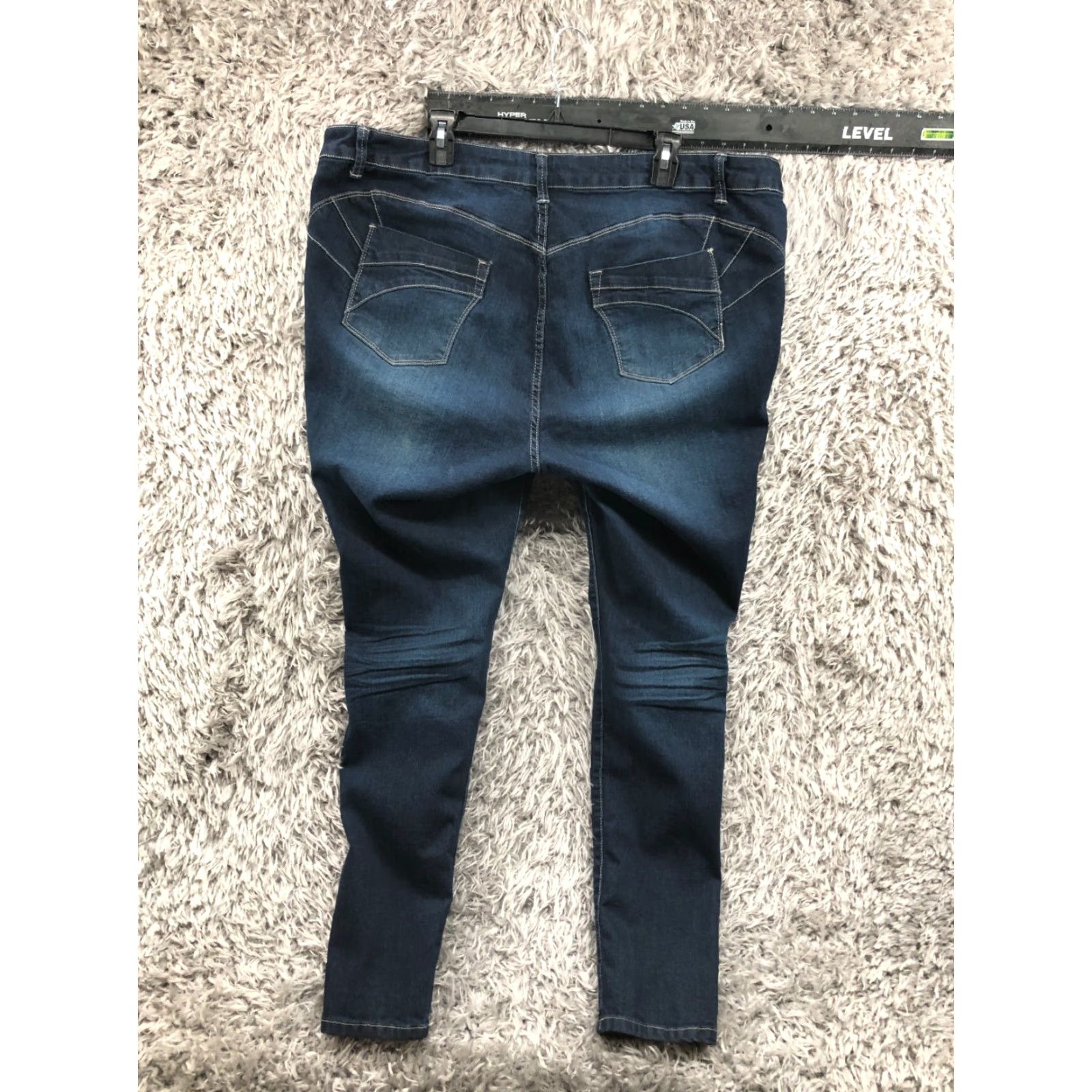 Vintage Blue Asphalt Jeans Skinny Plus Size 22 Womens Medium Wash Blue Denim 5-Pocket Design Regular Rise Belt Loops Zipper Button - 31in Inseam Size 40" / US 18 - 5 Thumbnail