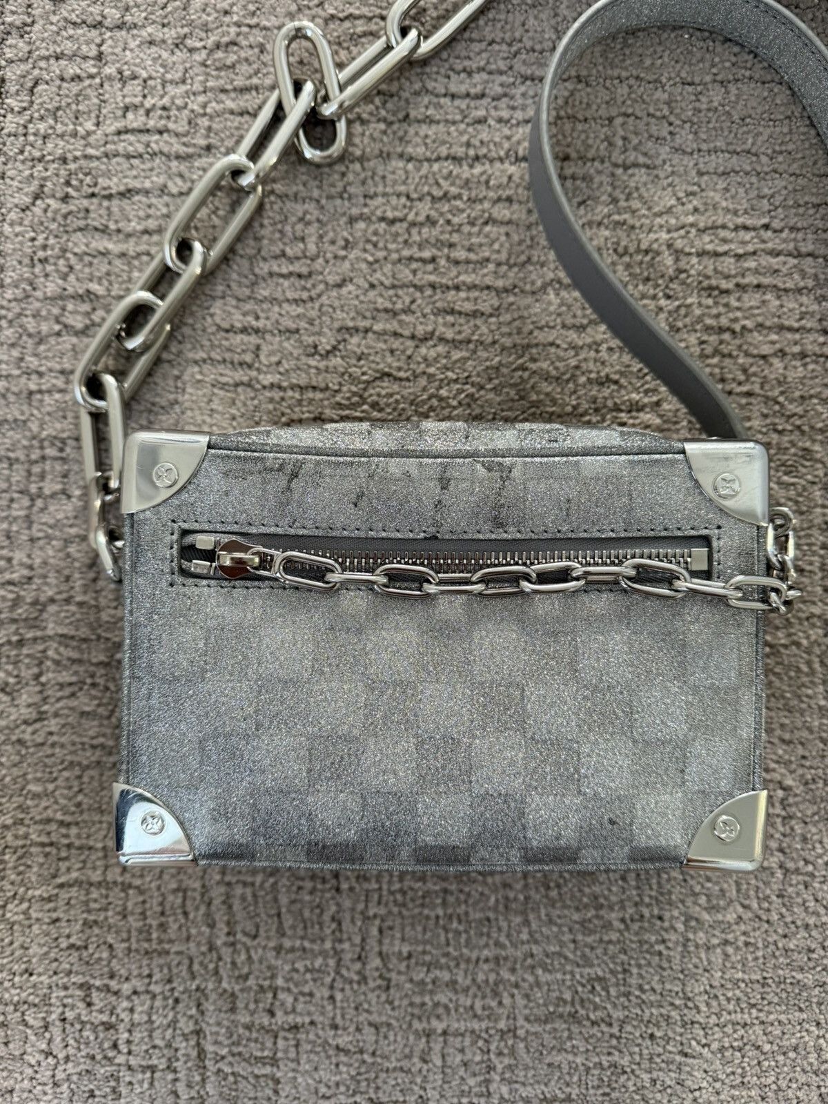 Louis Vuitton Soft Trunk Shoulder Bag Mini Silver Canvas Damier Size ONE SIZE - 2 Thumbnail