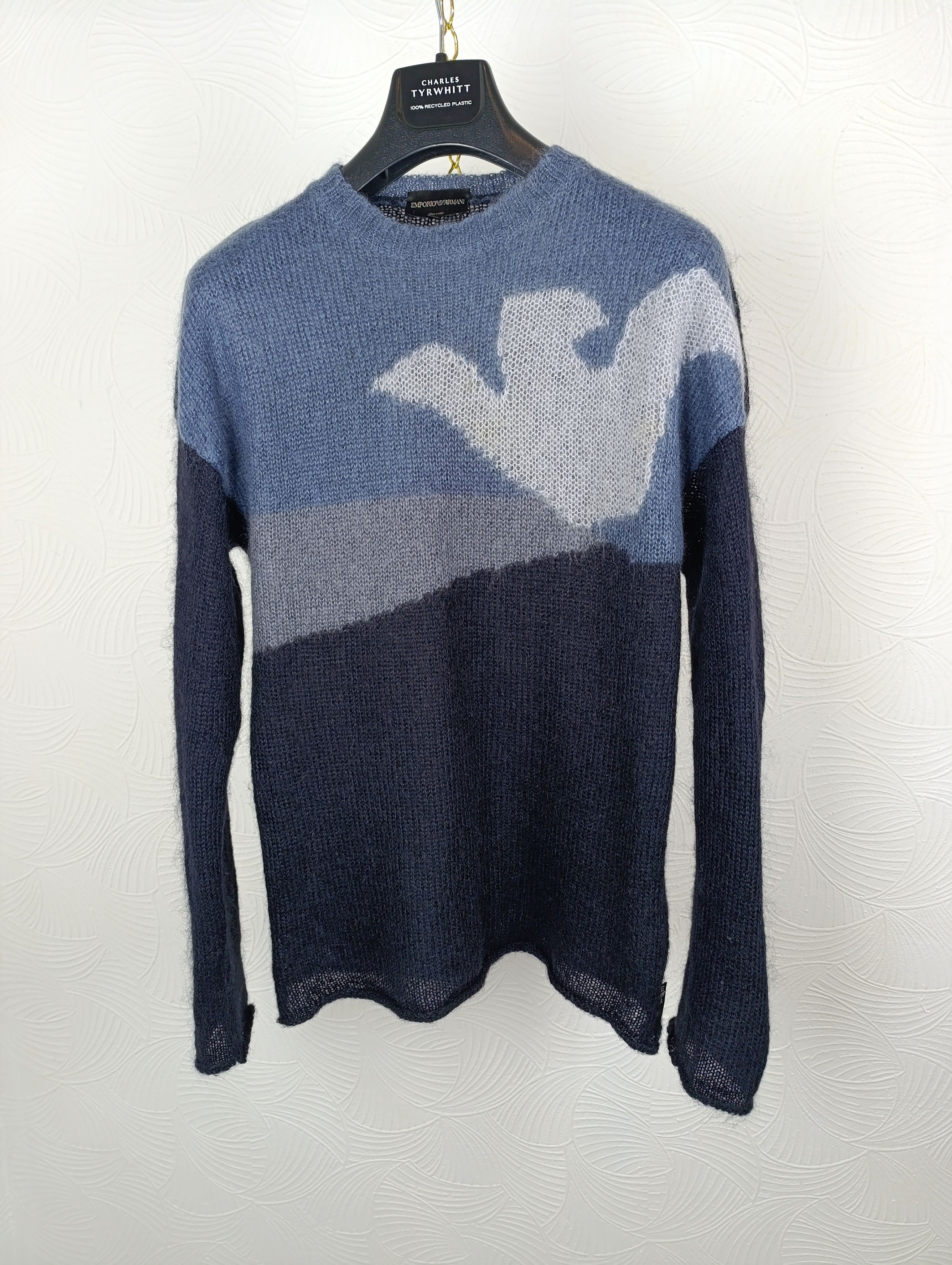 Armani EMPORIO ARMANI MENS MOHAIR KNITTED SWEATER BIG LOGO Size US S / EU 44-46 / 1 - 1 Thumbnail