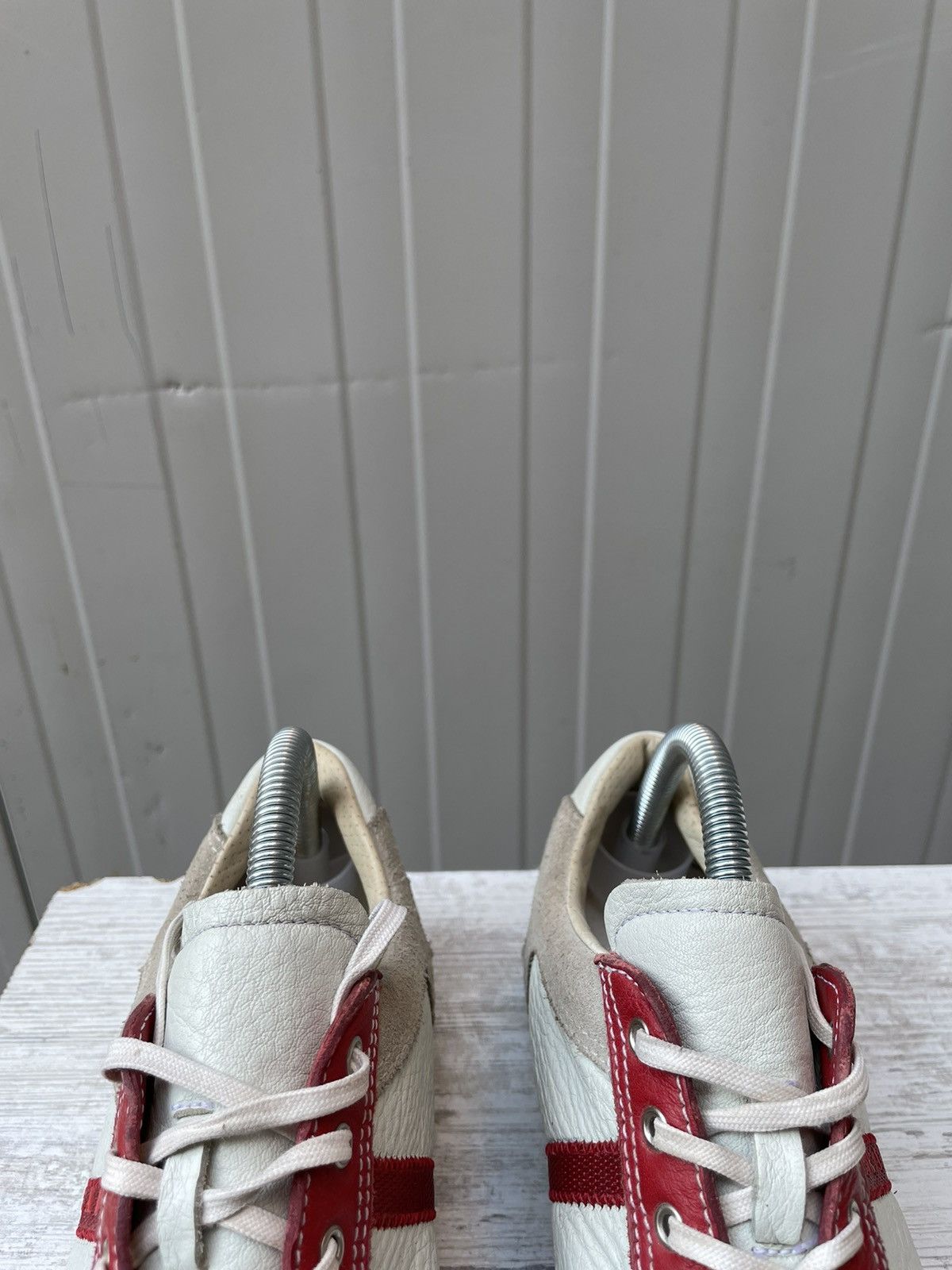 Miu Miu × Prada Vintage Italy Made 🇮🇹 Prada 3200 Red Stripe Leather Sneakers Size US 9.5 / IT 39.5 - 5 Thumbnail