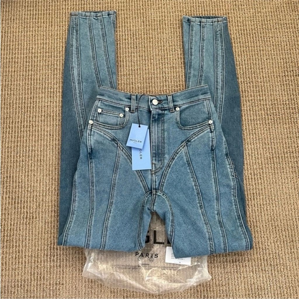 Mugler Mugler High Rise Spiral Blue Jeans Size 25" / US 0 / IT 36 - 1 Thumbnail