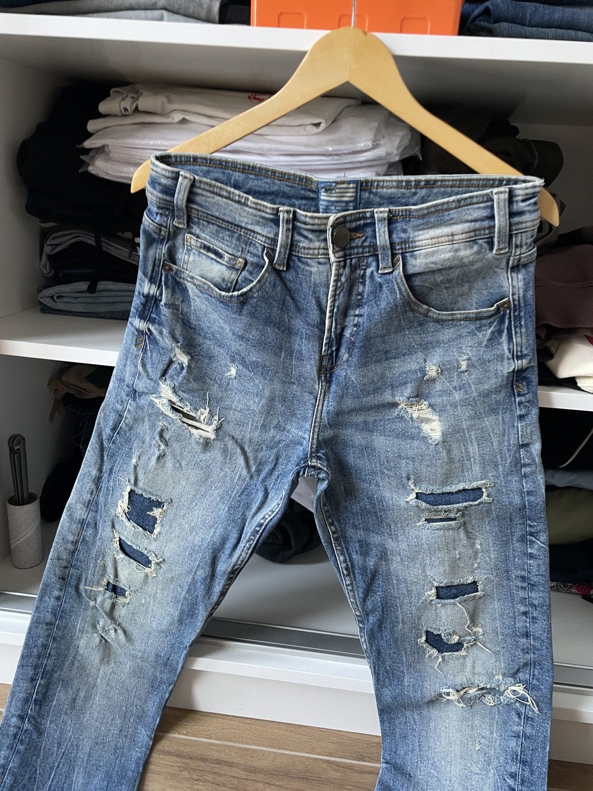 If Six Was Nine Distressed Ripped Skinny Slim Faded Washed Denim Jeans Drip Size US 30 / EU 46 - 3 Thumbnail