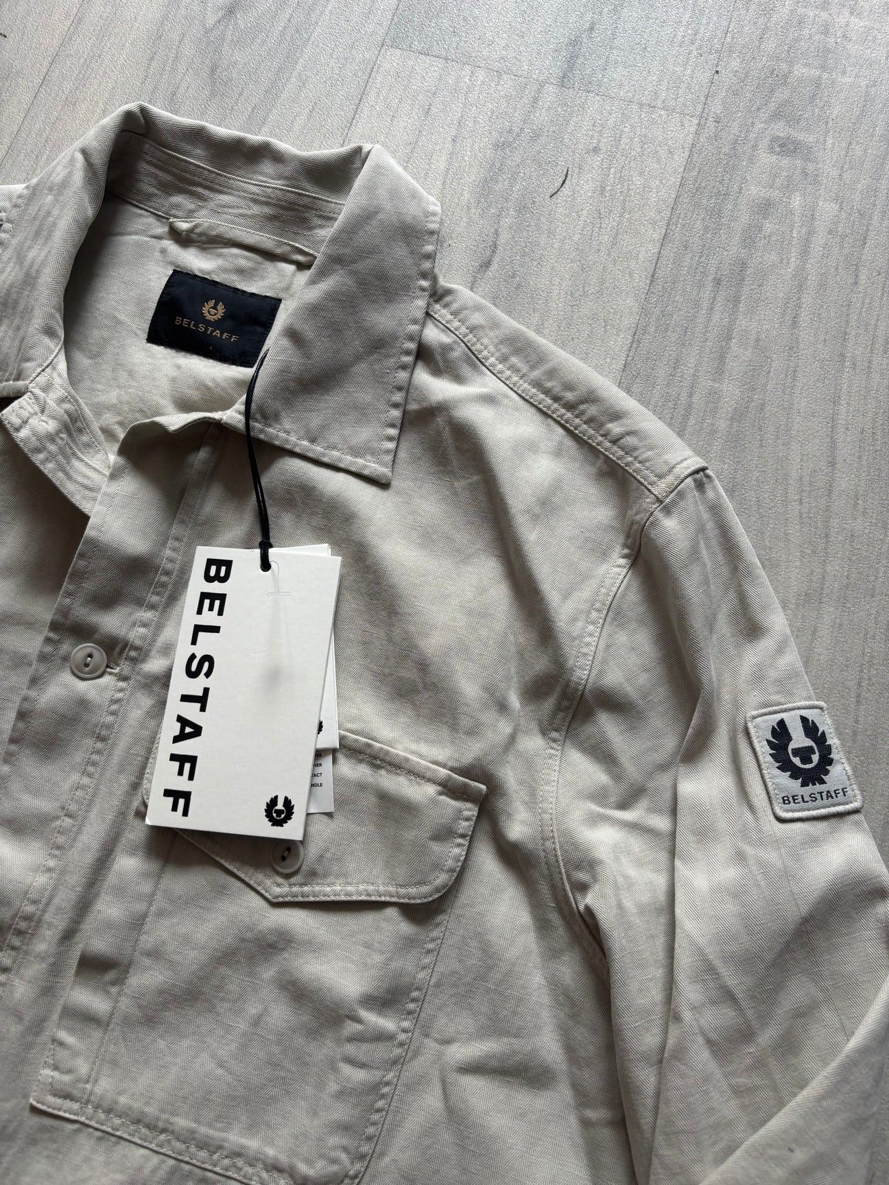Belstaff Belstaff Cotton Overshirt Jacket In Stone Size US XXL / EU 58 / 5 - 2 Thumbnail