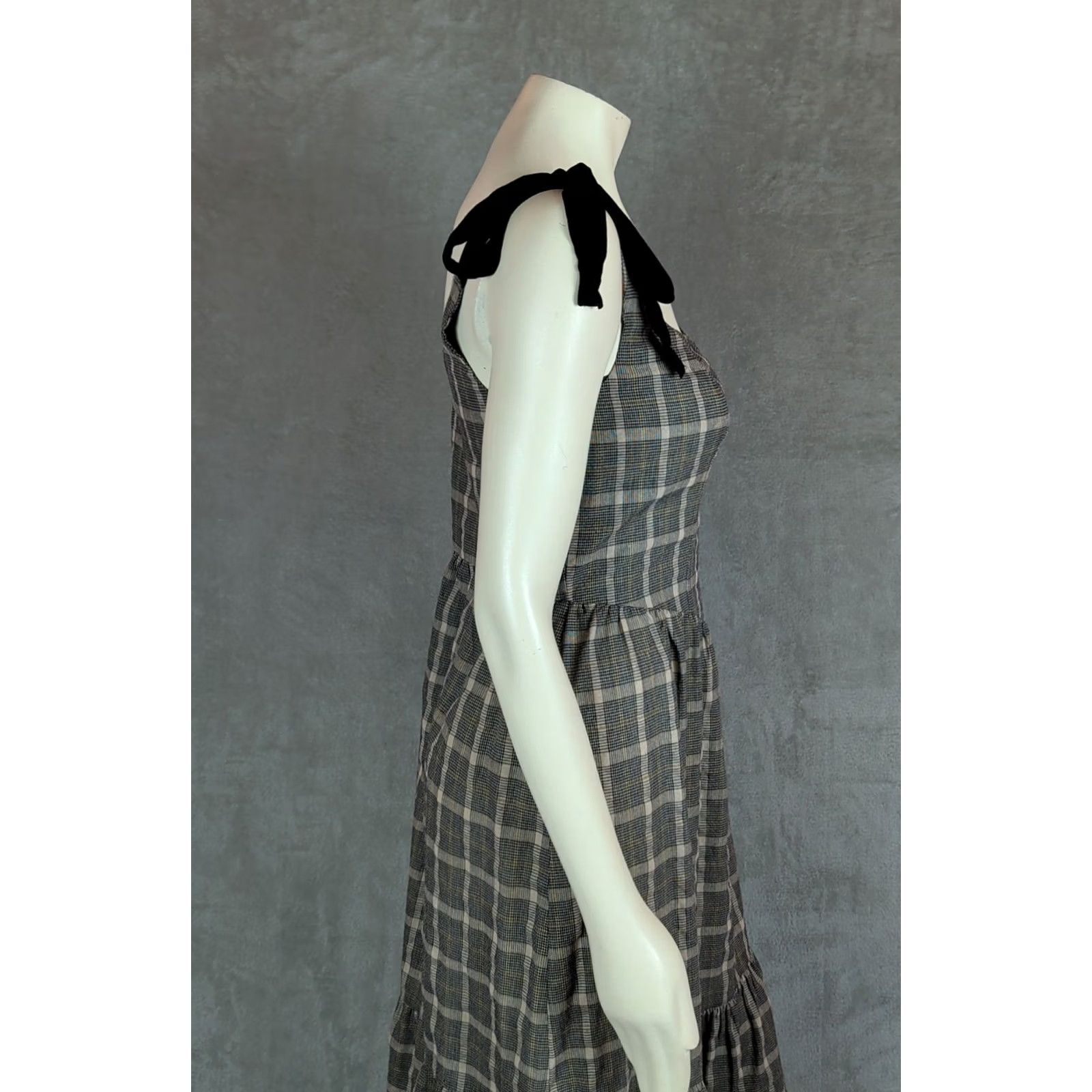 Vintage VINTAGE Womens City Triangles Midi Dress Brown Plaid Basque Waist Zipper Square Neck Sleeveless Cottagecore Prairie 70s Womens Size L / US 10 / IT 46 - 4 Thumbnail