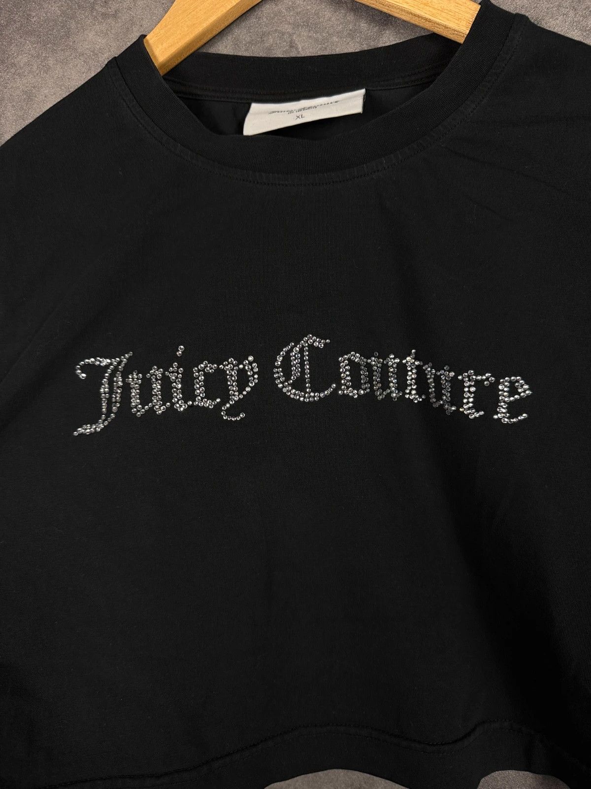 Juicy Couture Juicy Couture Crop Top Black Sequin Spellout Size XL / US 12-14 / IT 48-50 - 2 Thumbnail