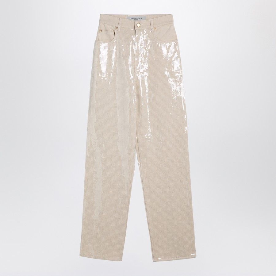 Golden Goose o1d2blof0824 Trousers With Transparent Sequins in Beige Size 28" / US 6 / IT 42 - 1 Thumbnail