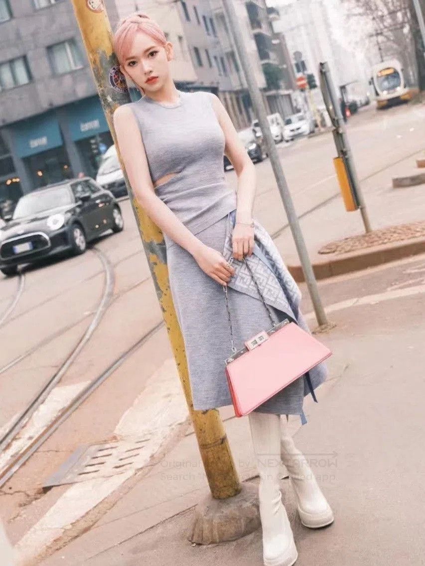 Fendi Fendi Monogram Gray Knitted Skirt. Size 37" - 2 Thumbnail